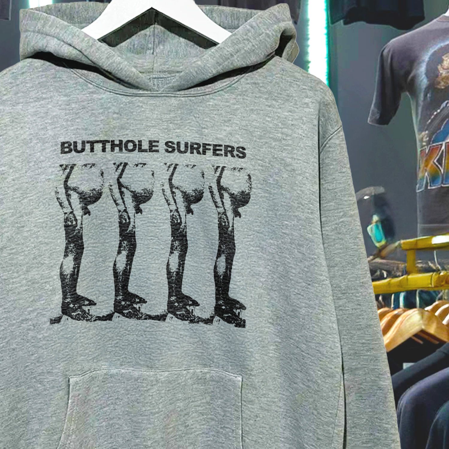 BUTTH0LE SURFERS GREY MARLE HOODIE