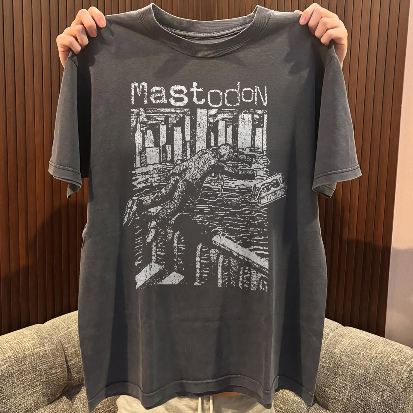 Y2K MASTODON 'THE JUMPER' RARE WASHED BLACK T-SHIRT