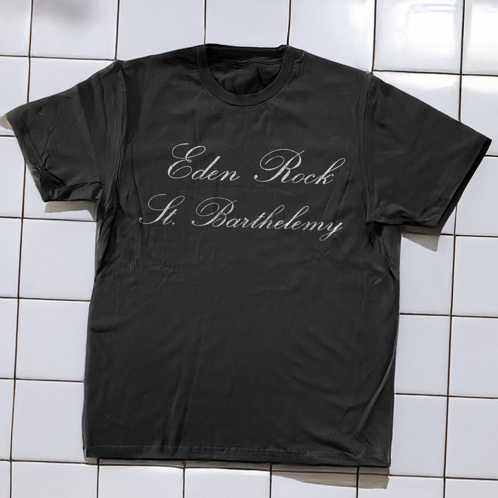 90s EDEN ROCK 'ST. BARTHELEMY' RARE WASHED BLACK T-SHIRT