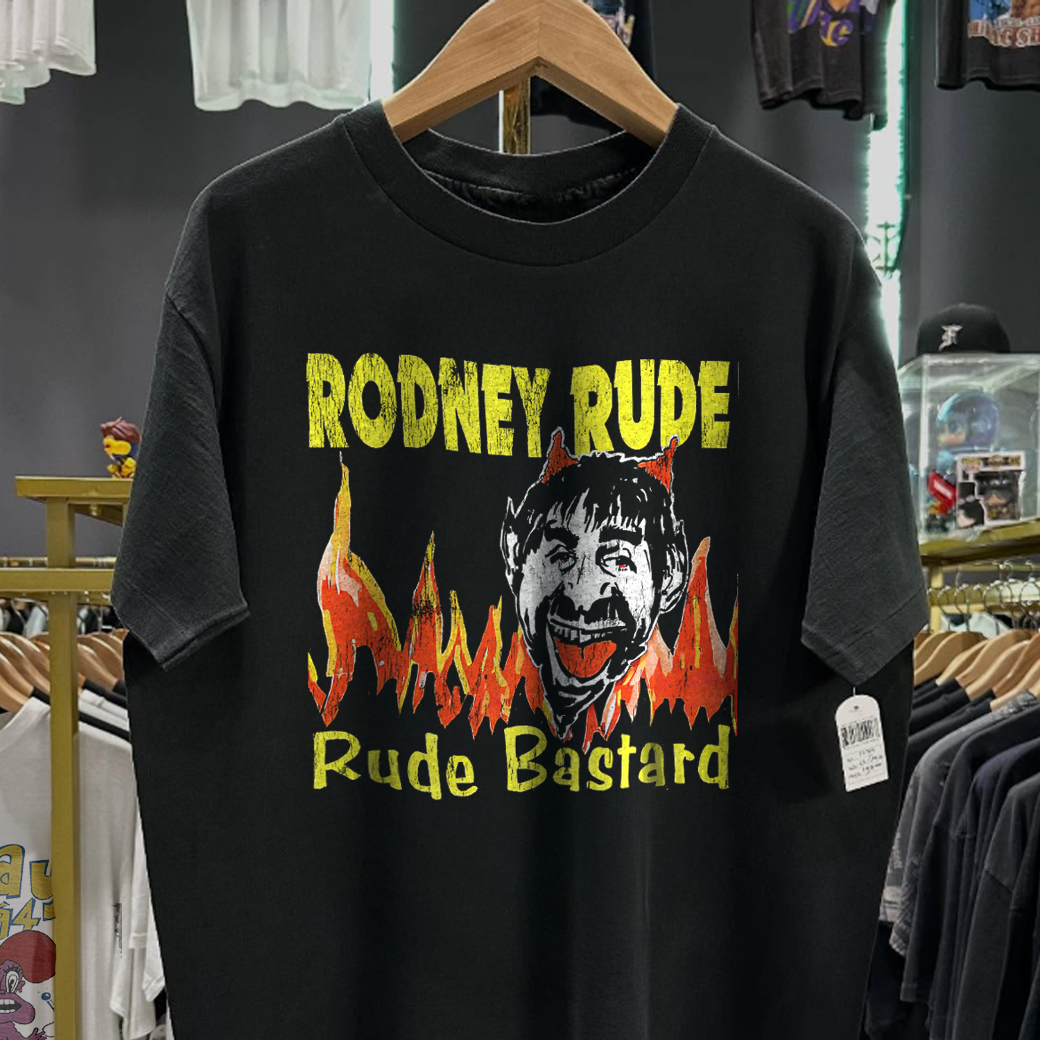 2002 RUDE BASTARD 'R0DNEY RUDE' RARE WASHED BLACK T-SHIRT