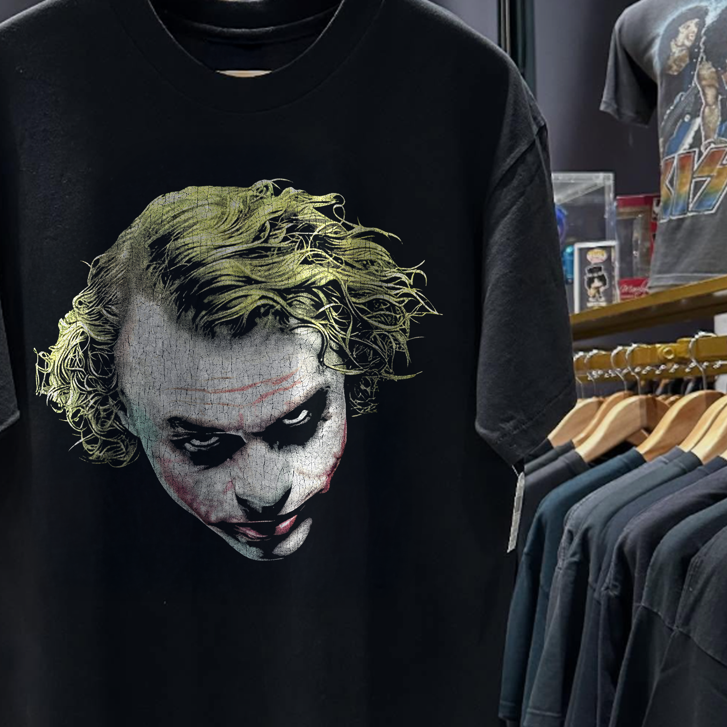 2008 DARK NIGHT JOKER RARE WASHED BLACK T-SHIRT