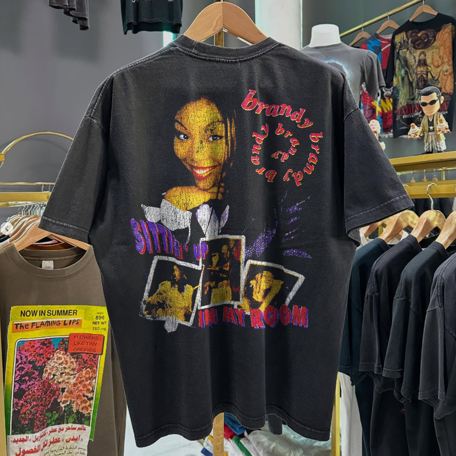 90s BRANDY - SITTIN' UP IN MY ROOM RARE WASHED BLACK RAP TEE