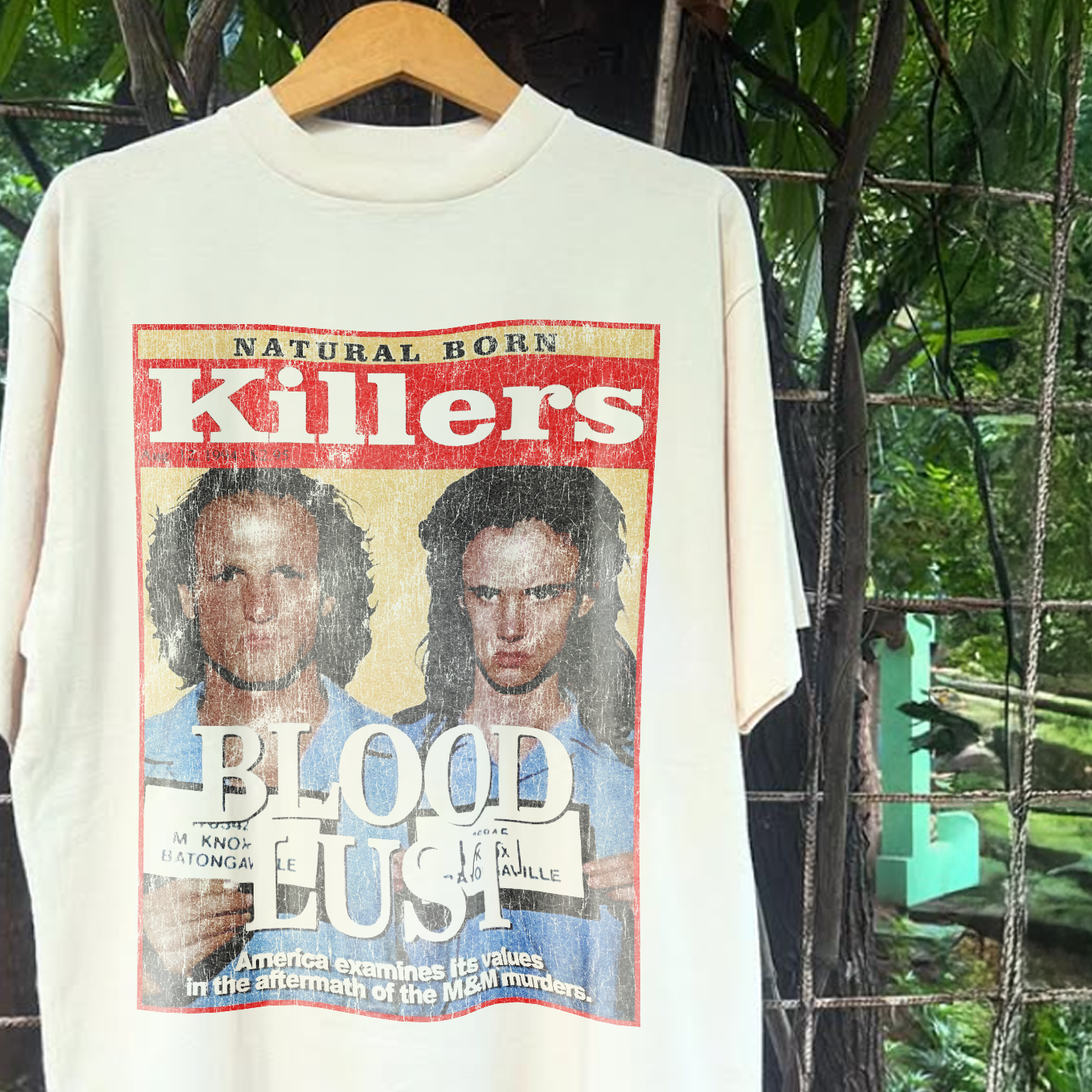 90s NATURAL BORN KILLERS 'BLOOD LUST' RARE WASHED WHITE T-SHIRT