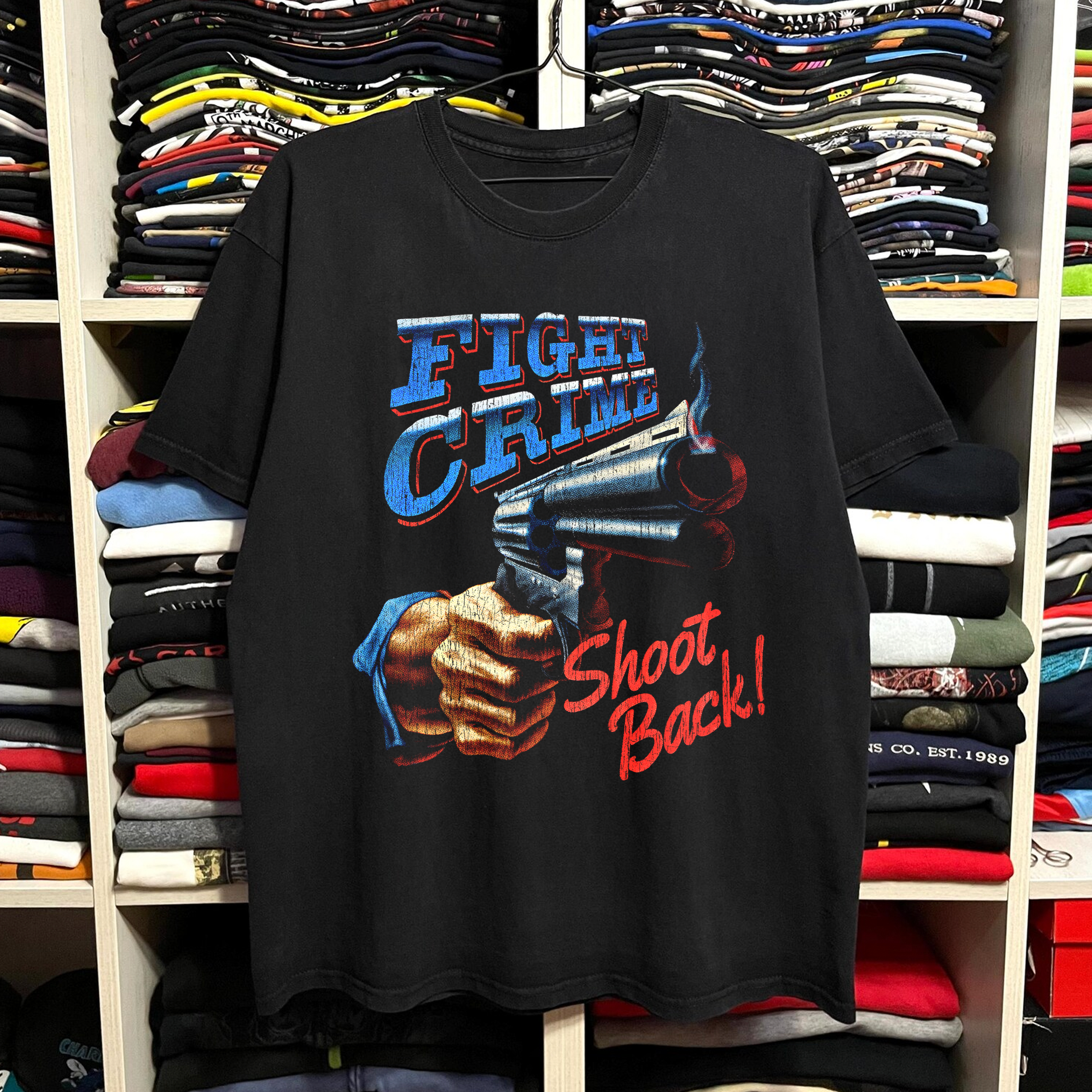 94 Fight Crime Shoot Back Washed Black Tee