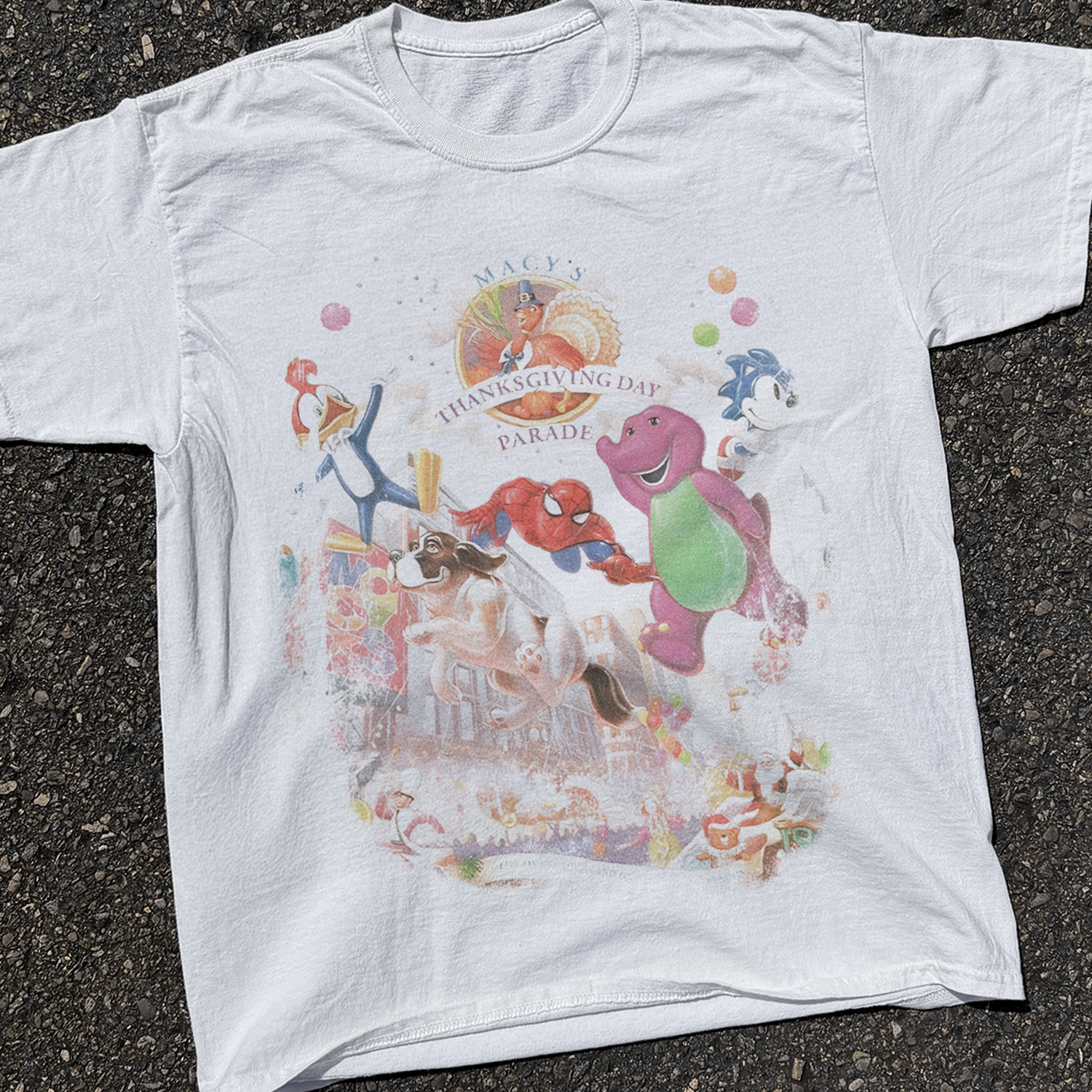 94' 'THANKGSGIVING PARADE' VINTAGE WASHED WHITE TEE