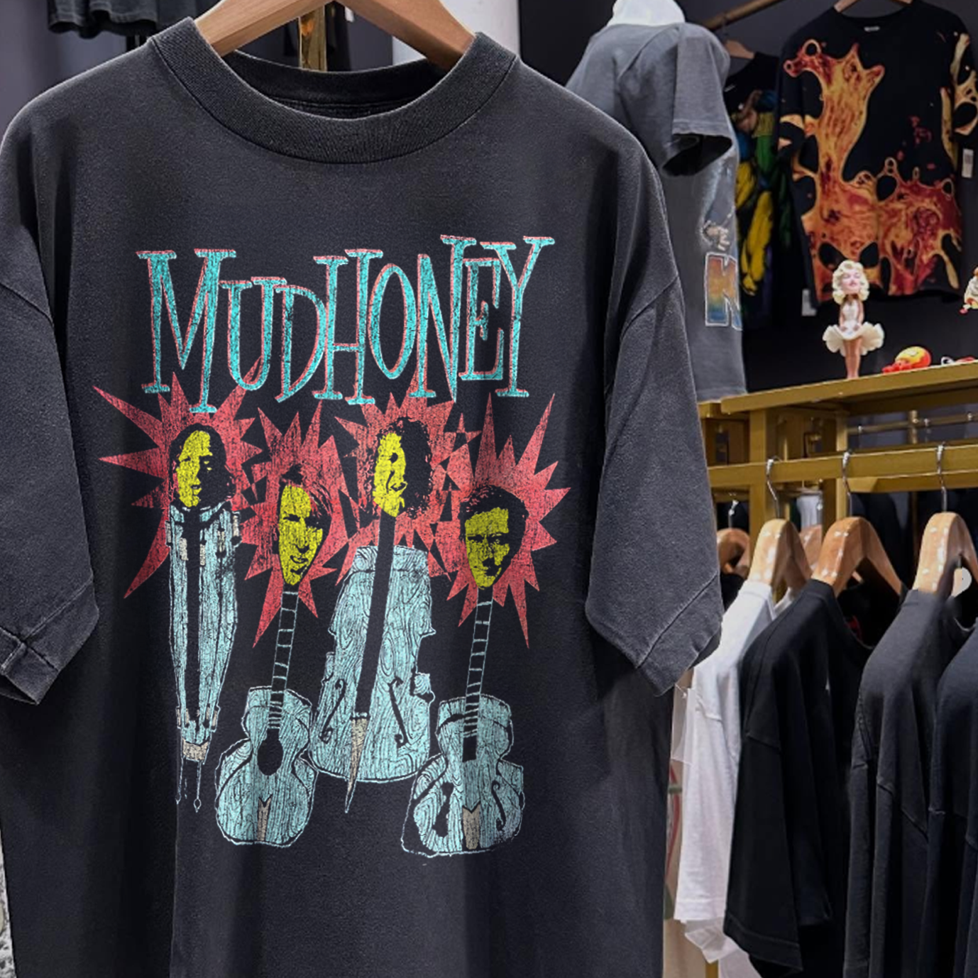 1993 MUDHONEY PROMO RARE WASHED BLACK T-SHIRT