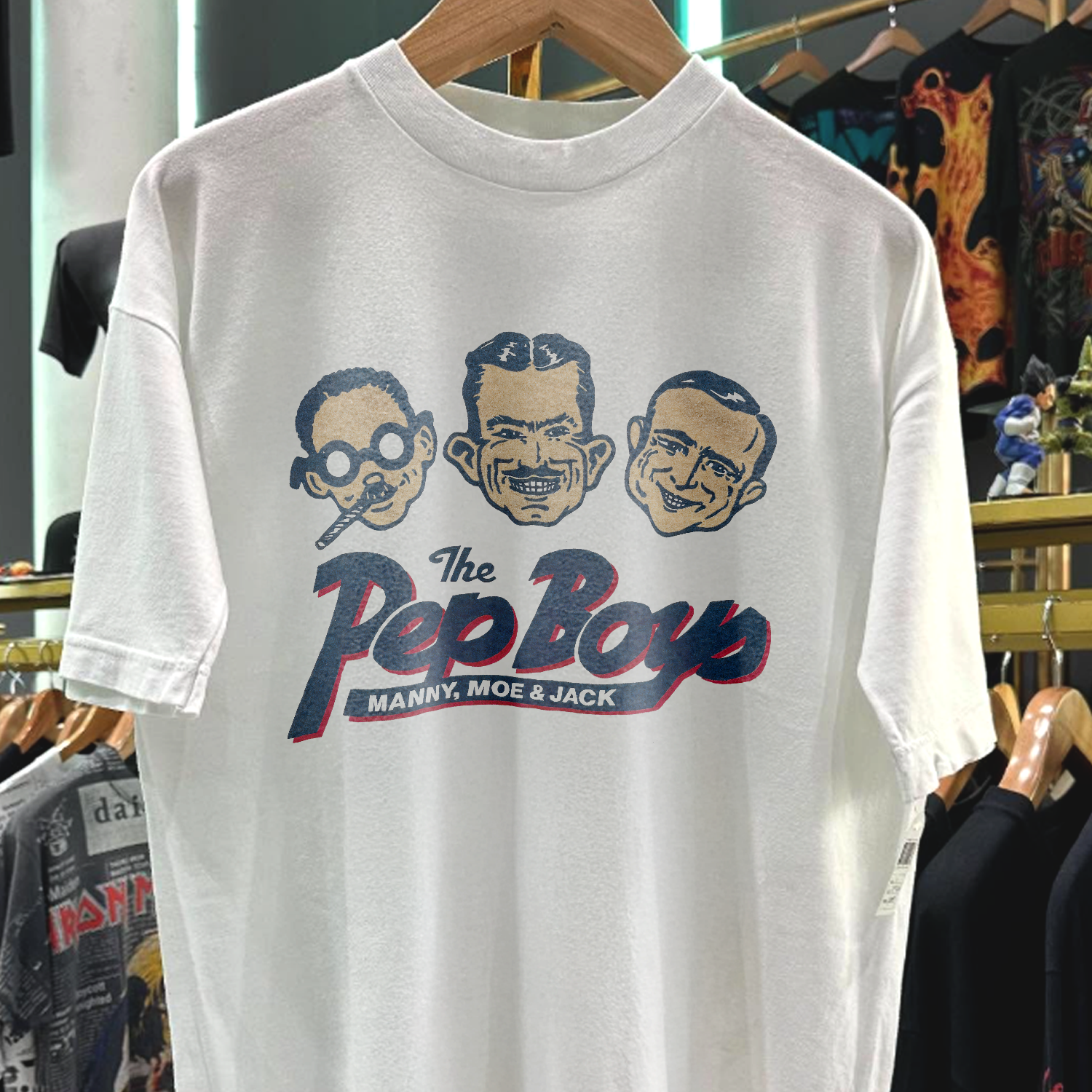 THE PEP BOYS 80S 90S RARE WASHED WHITE T-SHIRT