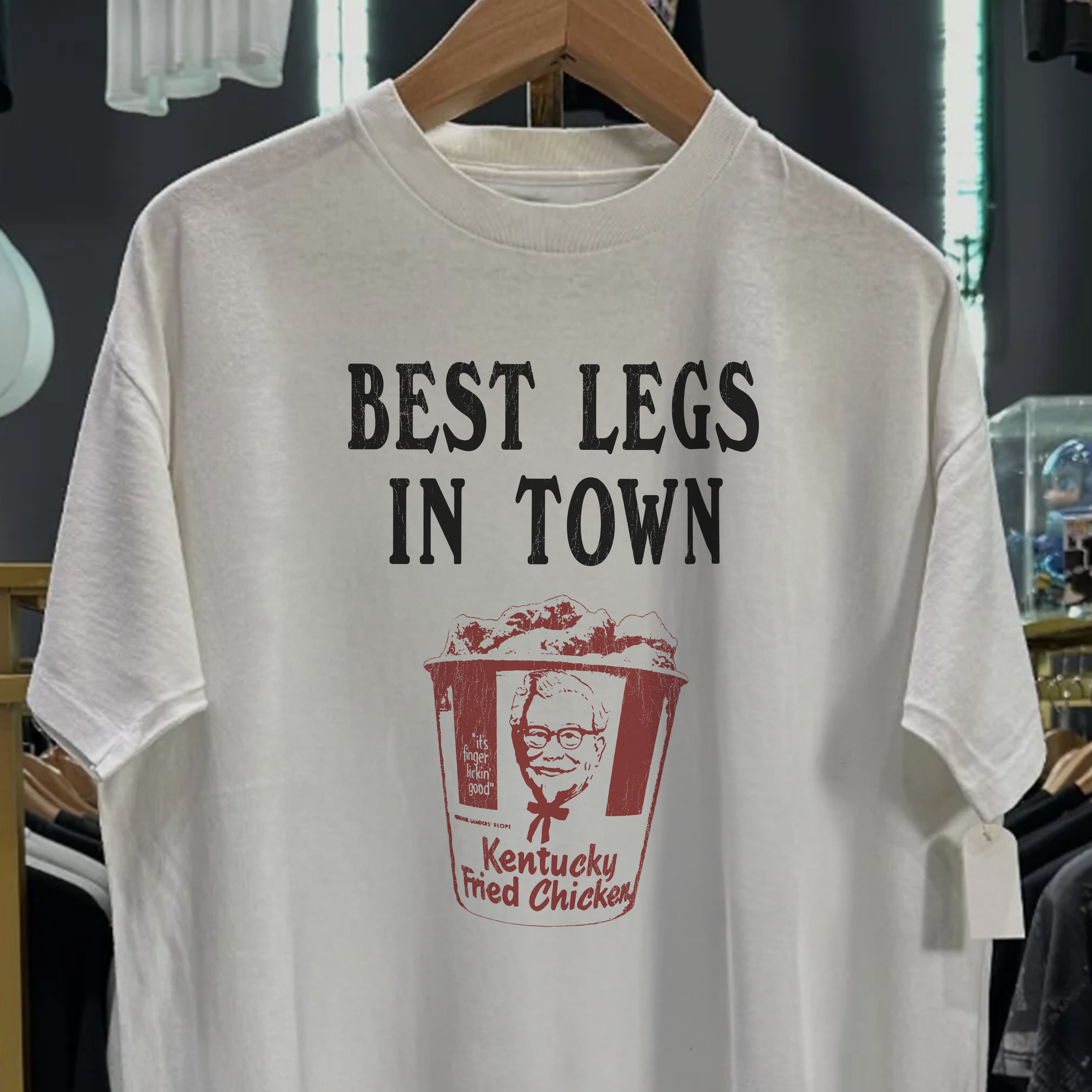 RARE BEST LEGS IN TOWN WASHED WHITE TEE