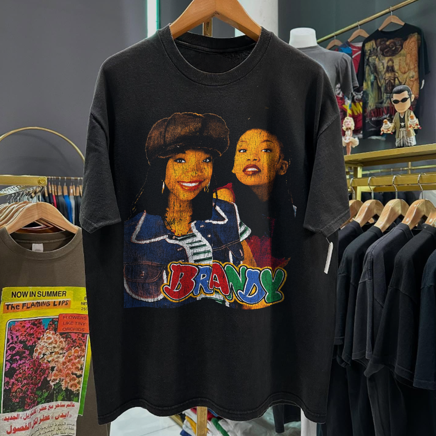90s BRANDY - SITTIN' UP IN MY ROOM RARE WASHED BLACK RAP TEE