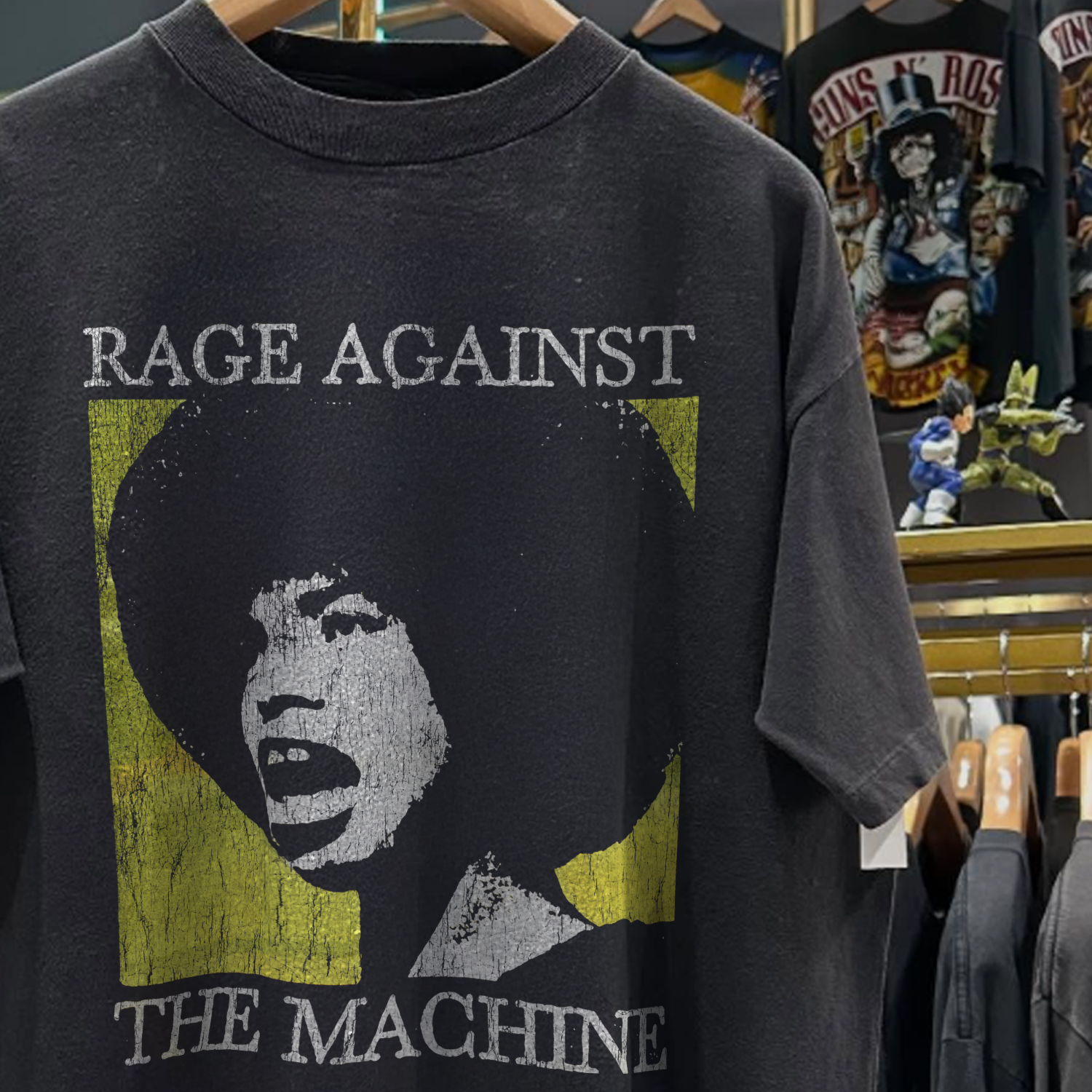 90s RAGE & RESIST 'RATM x ANGELA DAVIS' RARE WASHED BLACK T-SHIRT