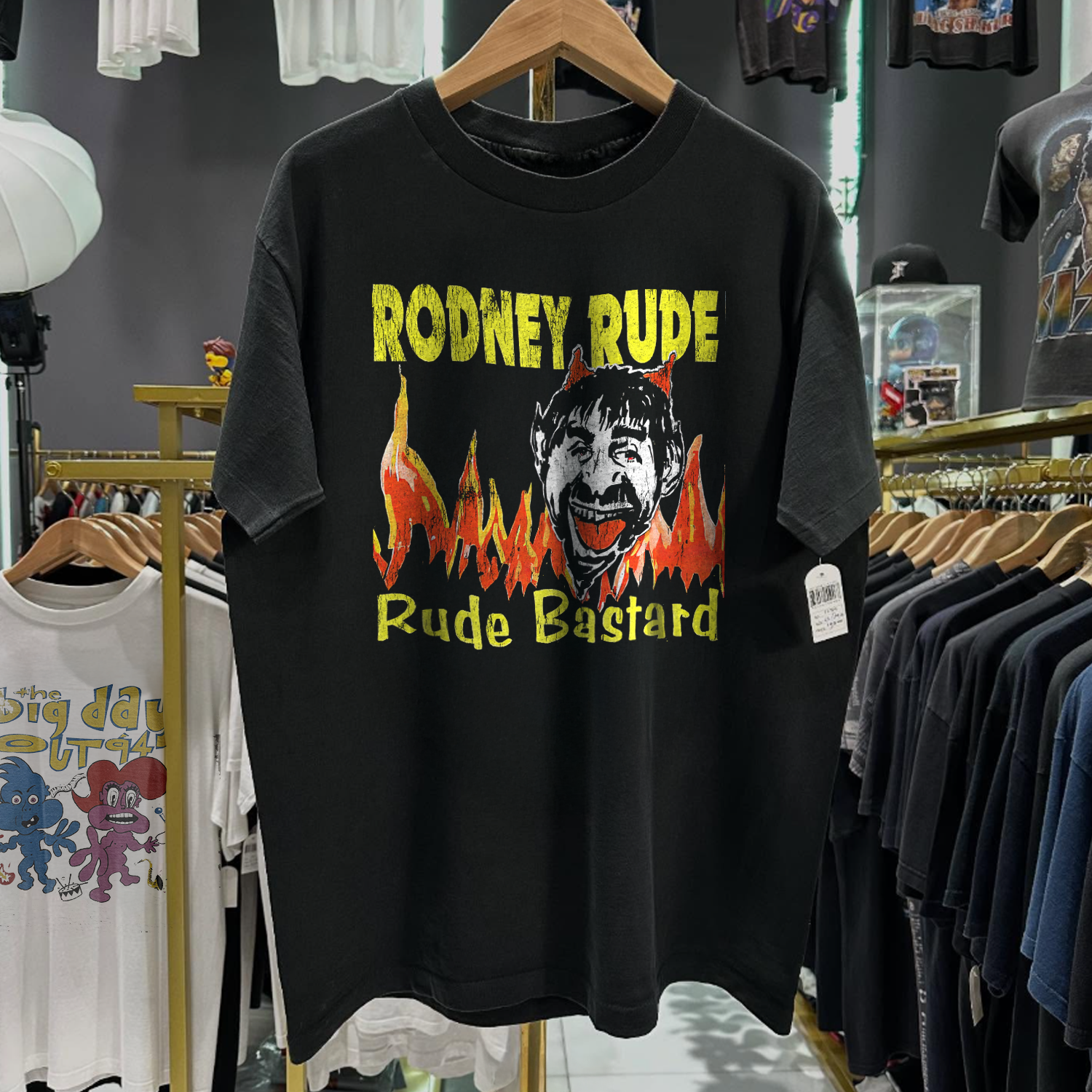 2002 RUDE BASTARD 'R0DNEY RUDE' RARE WASHED BLACK T-SHIRT