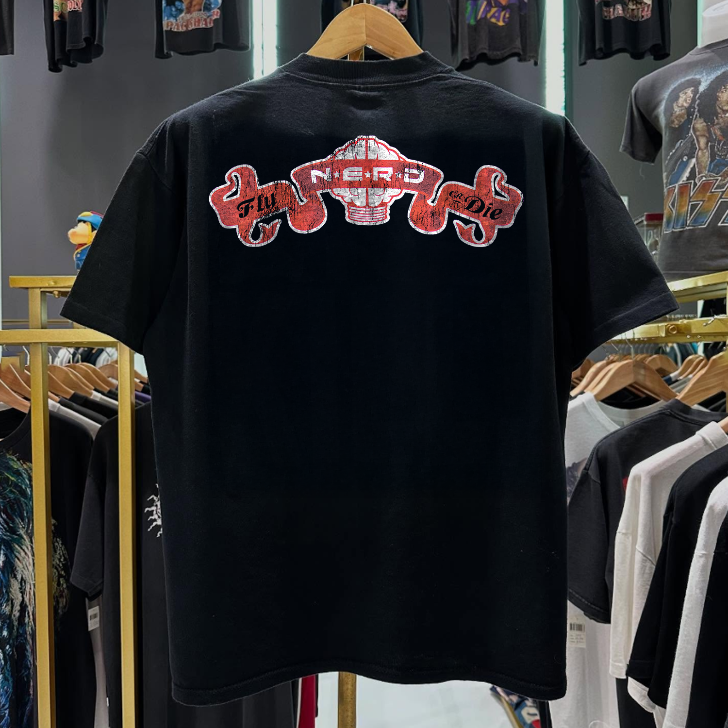 2004 N*E*R*D 'FLY OR DIE' PROMO RARE WASHED BLACK T-SHIRT