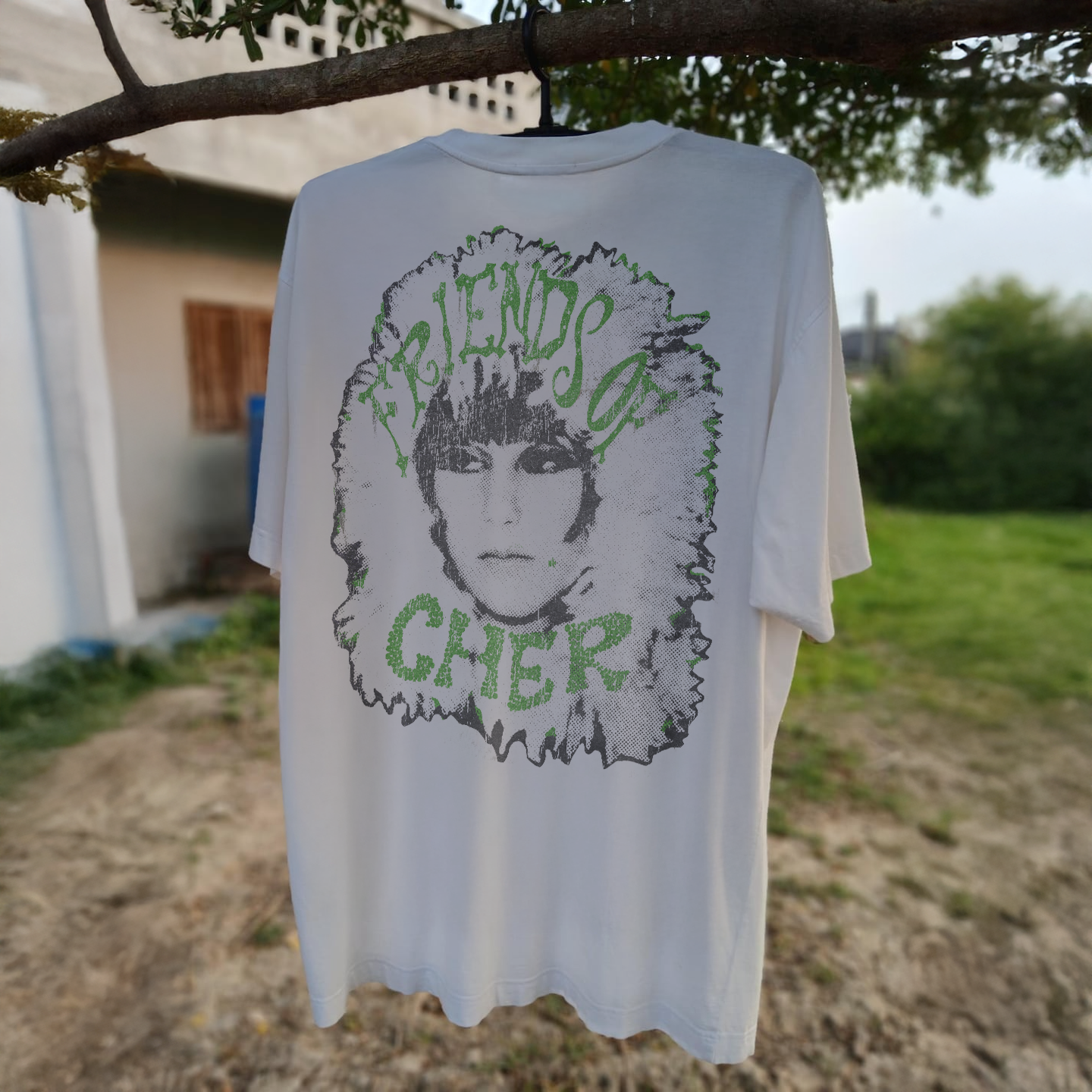 80s REDD KROSS 'FRIENDS OF CHER' ULTRA RARE WASHED WHITE T-SHIRT