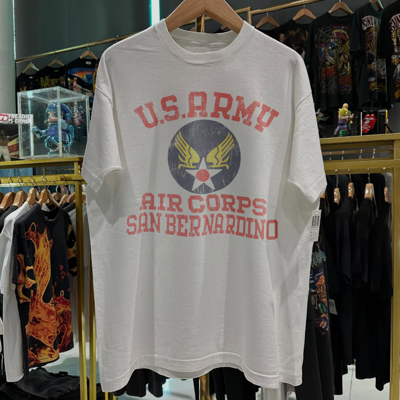 80s U.S. ARMY AIR CORPS 'SAN BERNARDINO' RARE WASHED WHITE T-SHIRT
