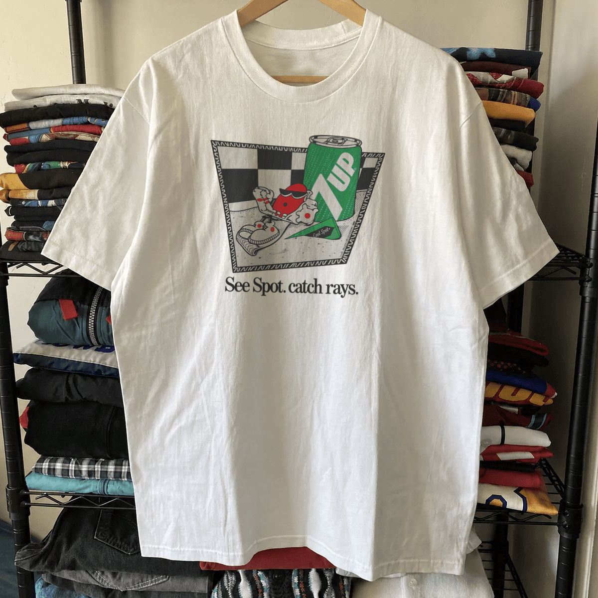 7UP Cool Spot Catch Rays Washed White Tee