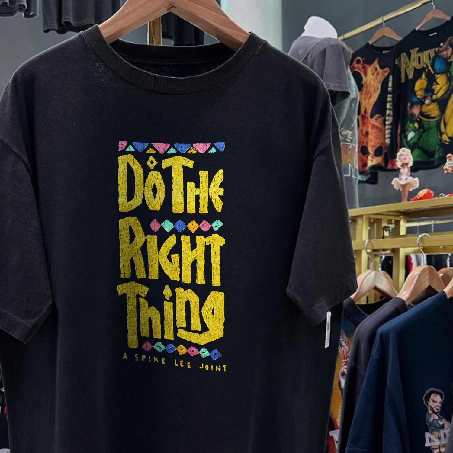 1989 DO THE RIGHT THING PROMO 'SPIKE LEE' RARE WASHED BLACK T-SHIRT