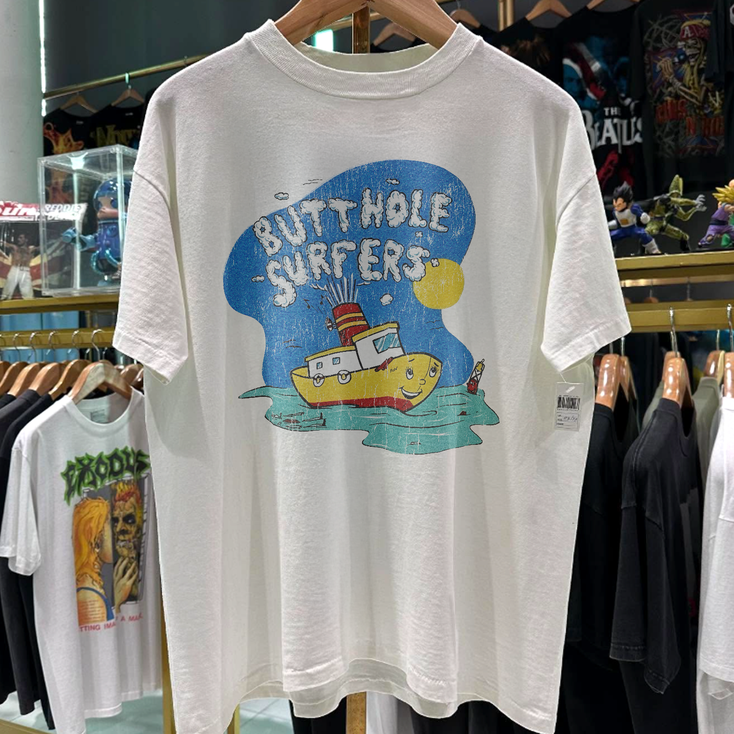 BUTTHOLE BOAT TOUR ‘93 RARE WASHED WHITE T-SHIRT