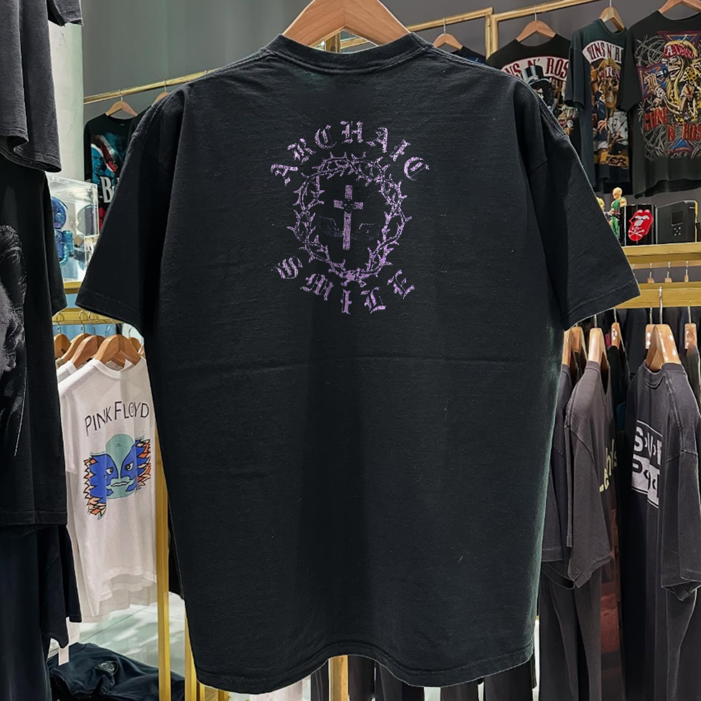 90s ACID DROP 'ARCHAIC SMILE' RARE WASHED BLACK T-SHIRT