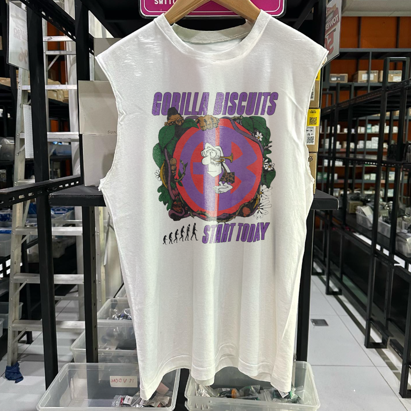 1989 GORILLA BISCUIT 'START TODAY' RARE WASHED WHITE CUT-OFF