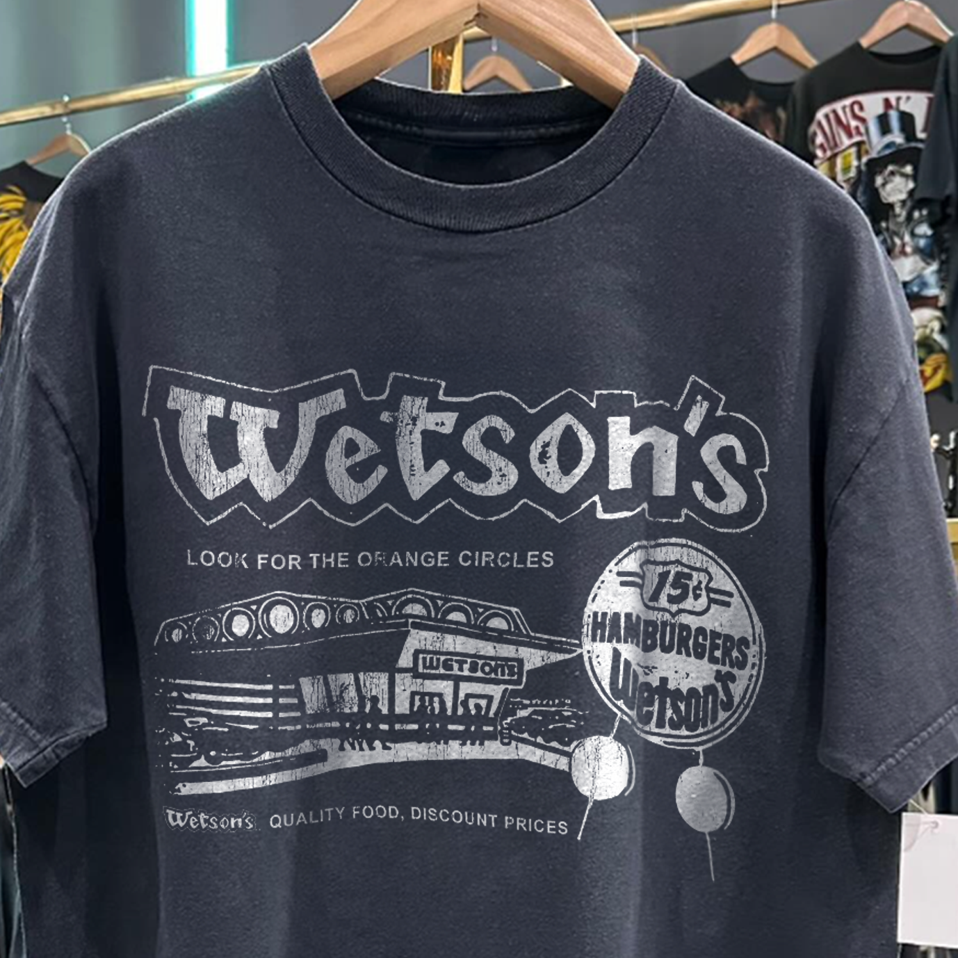 WETSON'S HAMBURGERS' RARE WASHED BLACK T-SHIRT