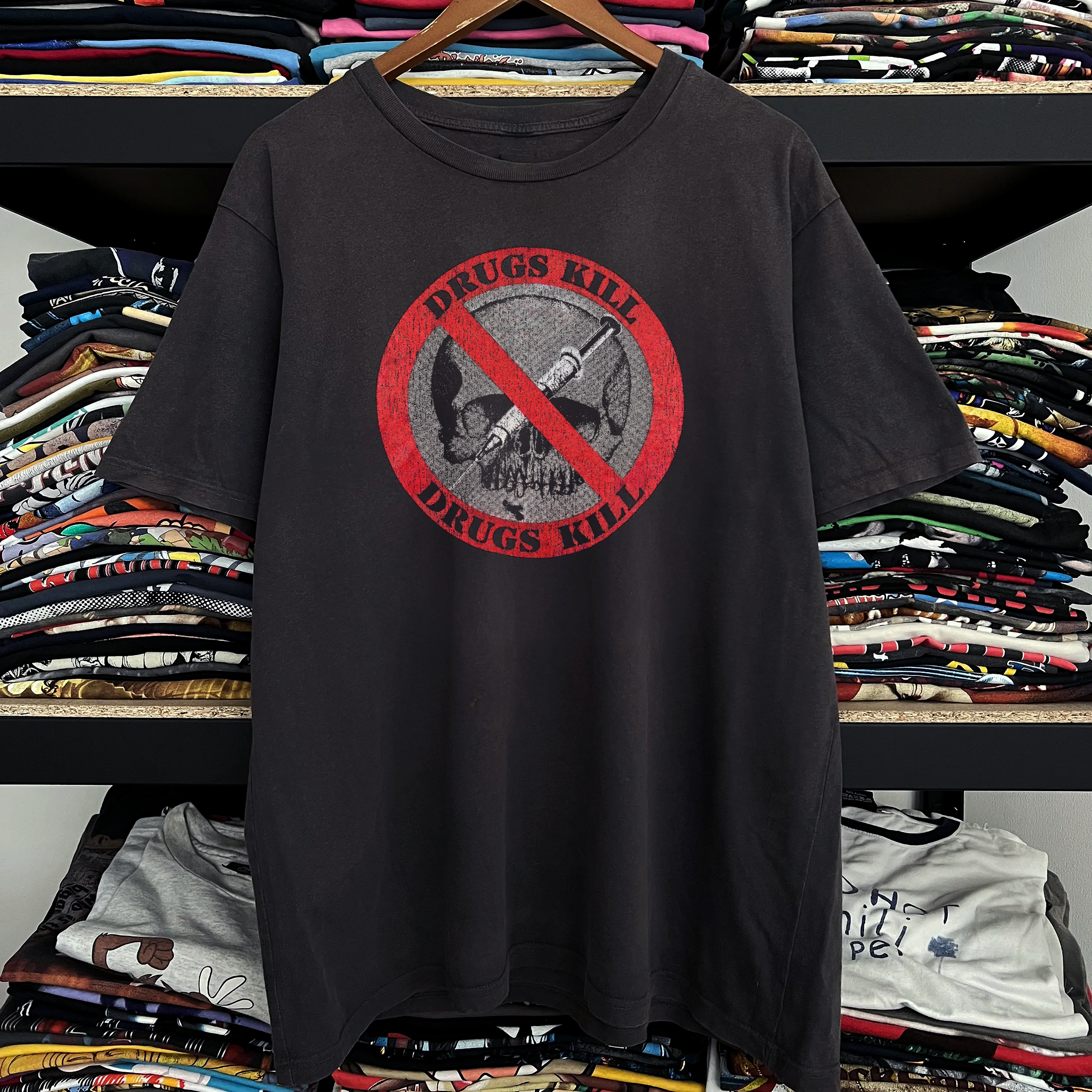 Drugs Kill Anti Drug Washed Black Tee