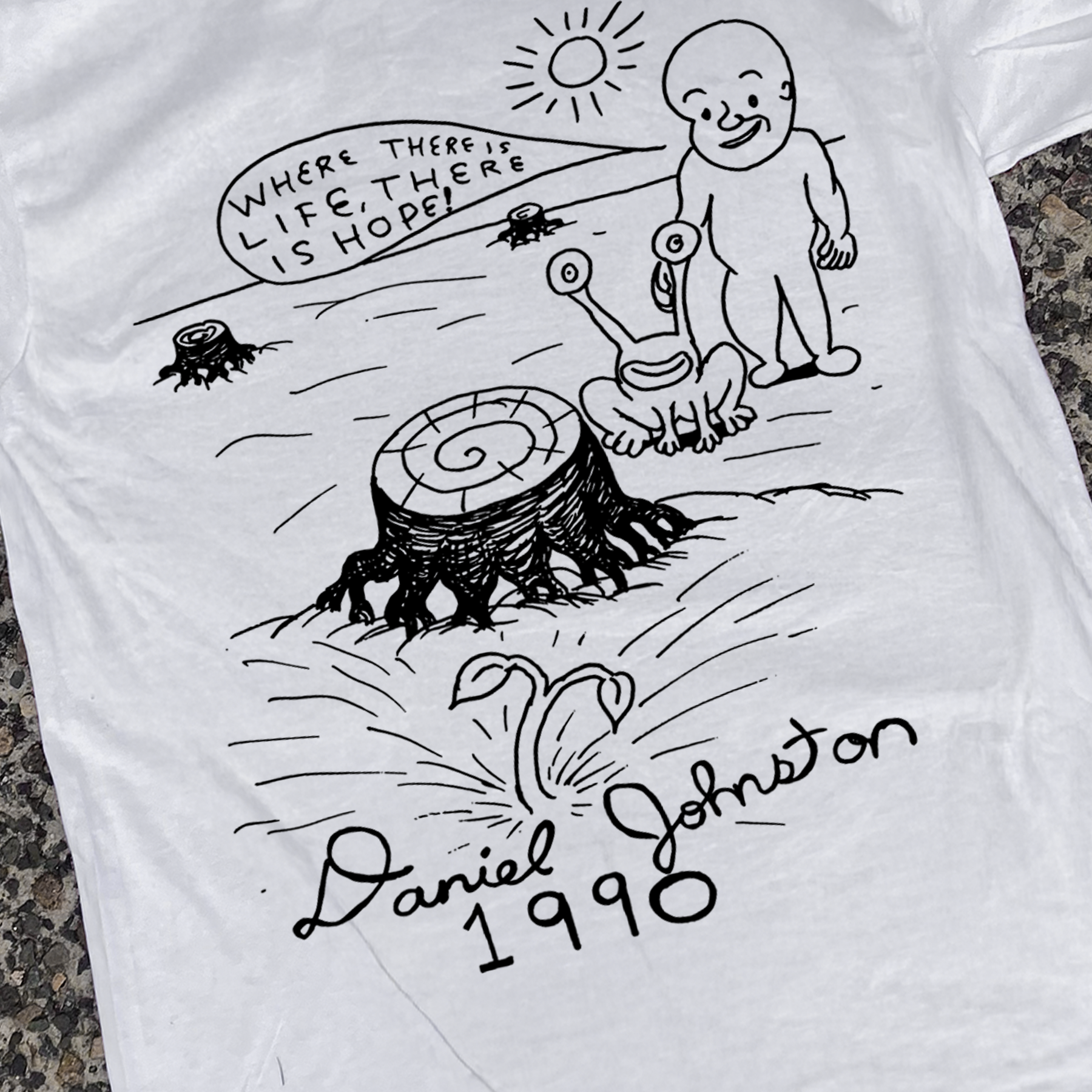 DANIEL JOHNSTON 'THERE IS HOPE' VINTAGE WHITE T-SHIRT