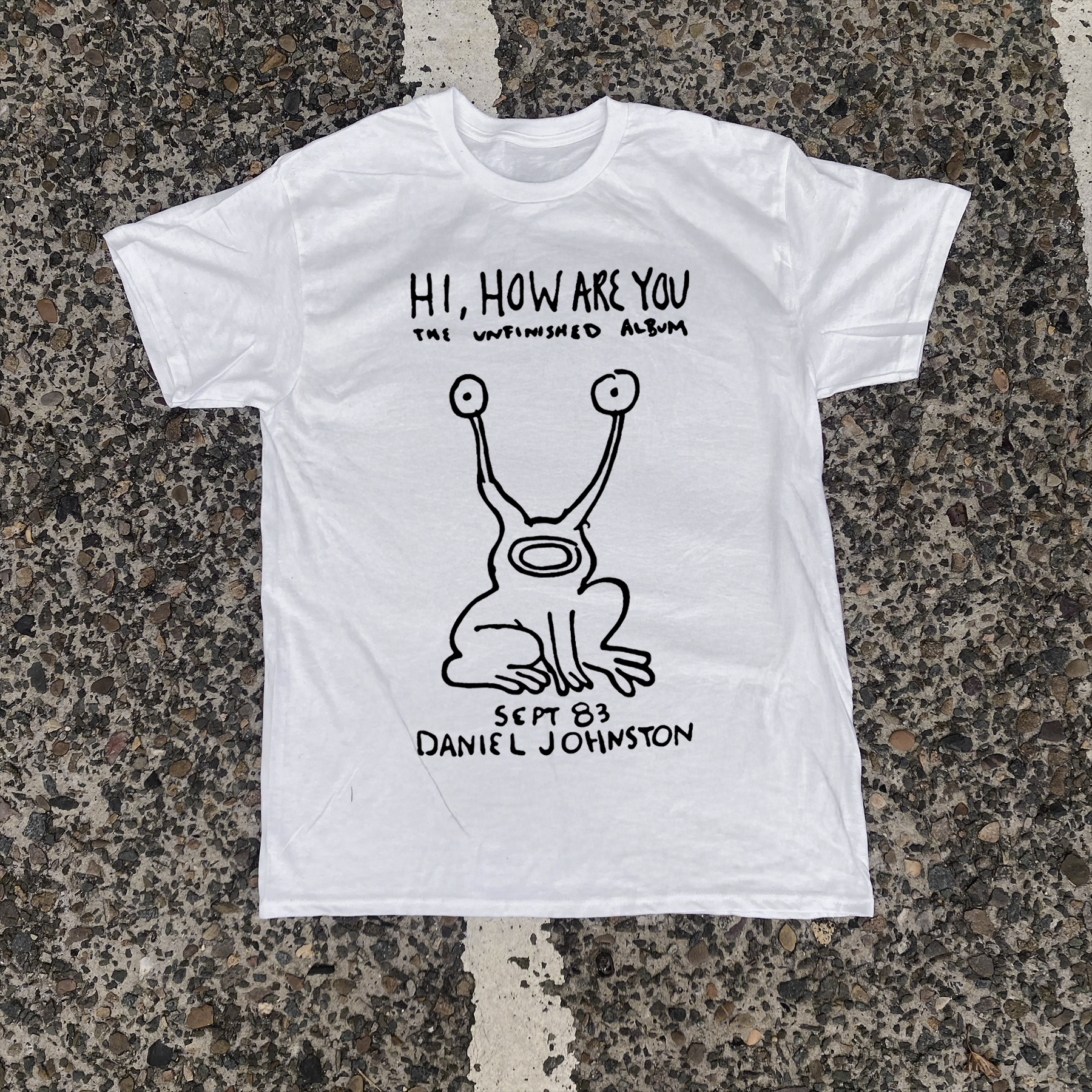 DANIEL JOHNSTON 'HI, HOW ARE YOU?' VINTAGE WHITE T-SHIRT