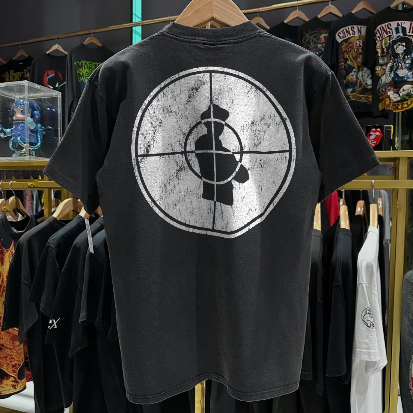 1991 PUBLIC ENEMY CROSSHAIR RARE WASHED BLACK T-SHIRT