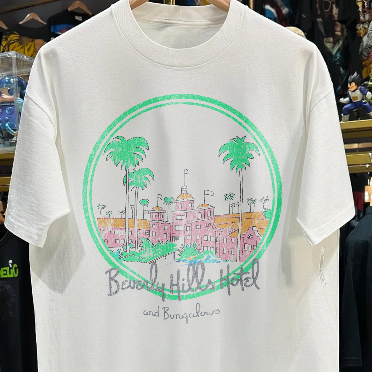 90s BEVERLY HILLS HOTEL & BUNGALOWS RARE WASHED WHITE T-SHIRT