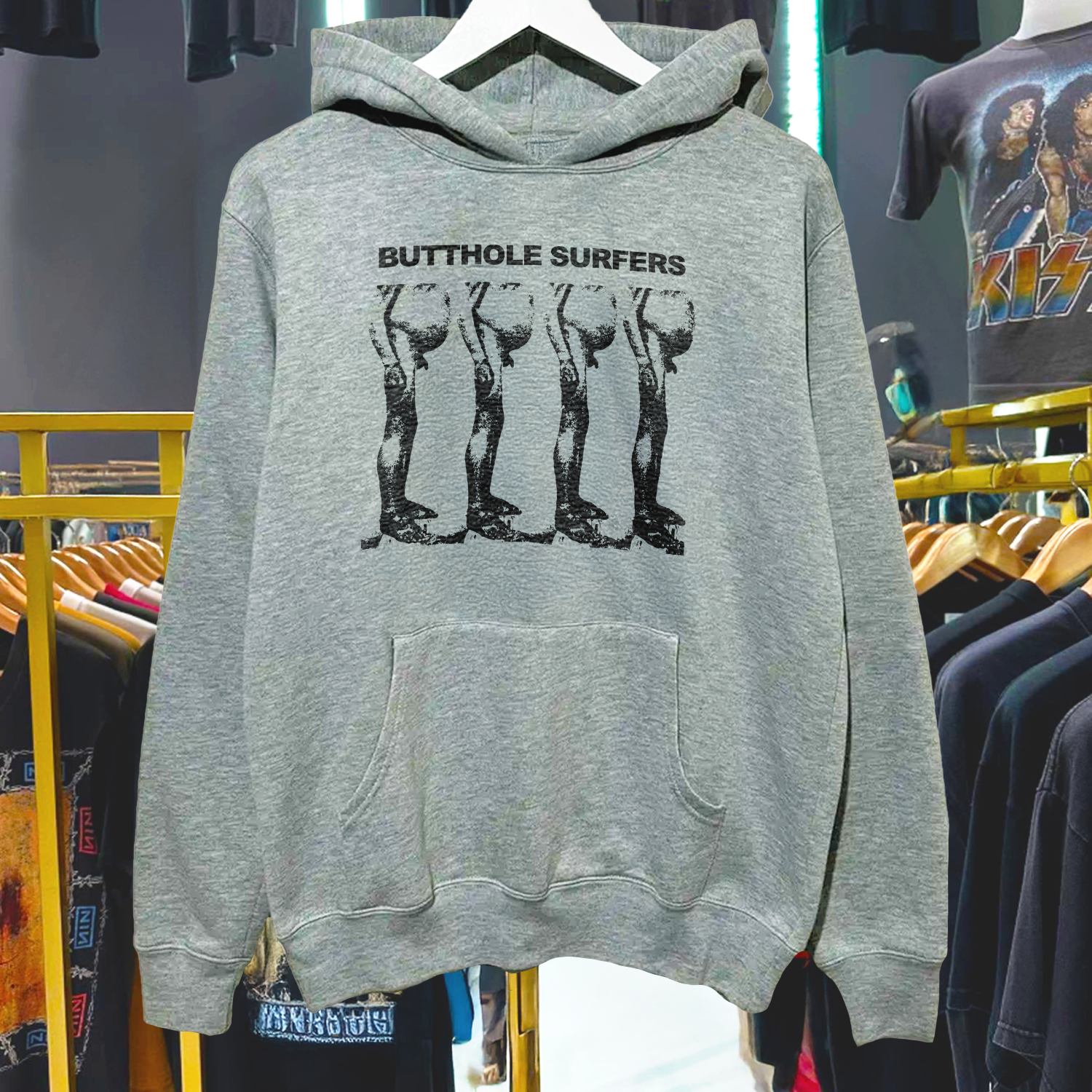 BUTTH0LE SURFERS GREY MARLE HOODIE