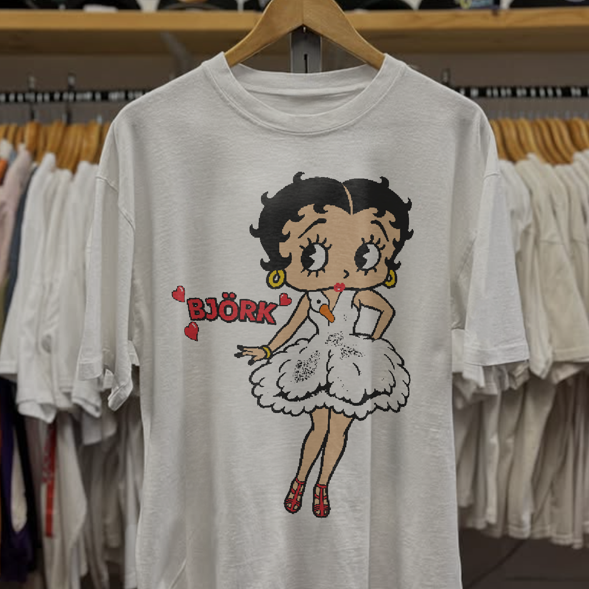 Björk Betty Boop Swan Dress Washed White Tee