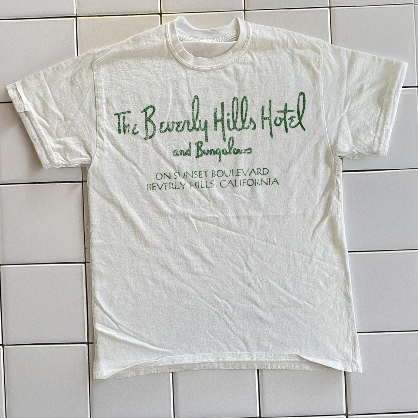 90s BEVERLY HILLS HOTEL & BUNGALOWS RARE WASHED WHITE T-SHIRT