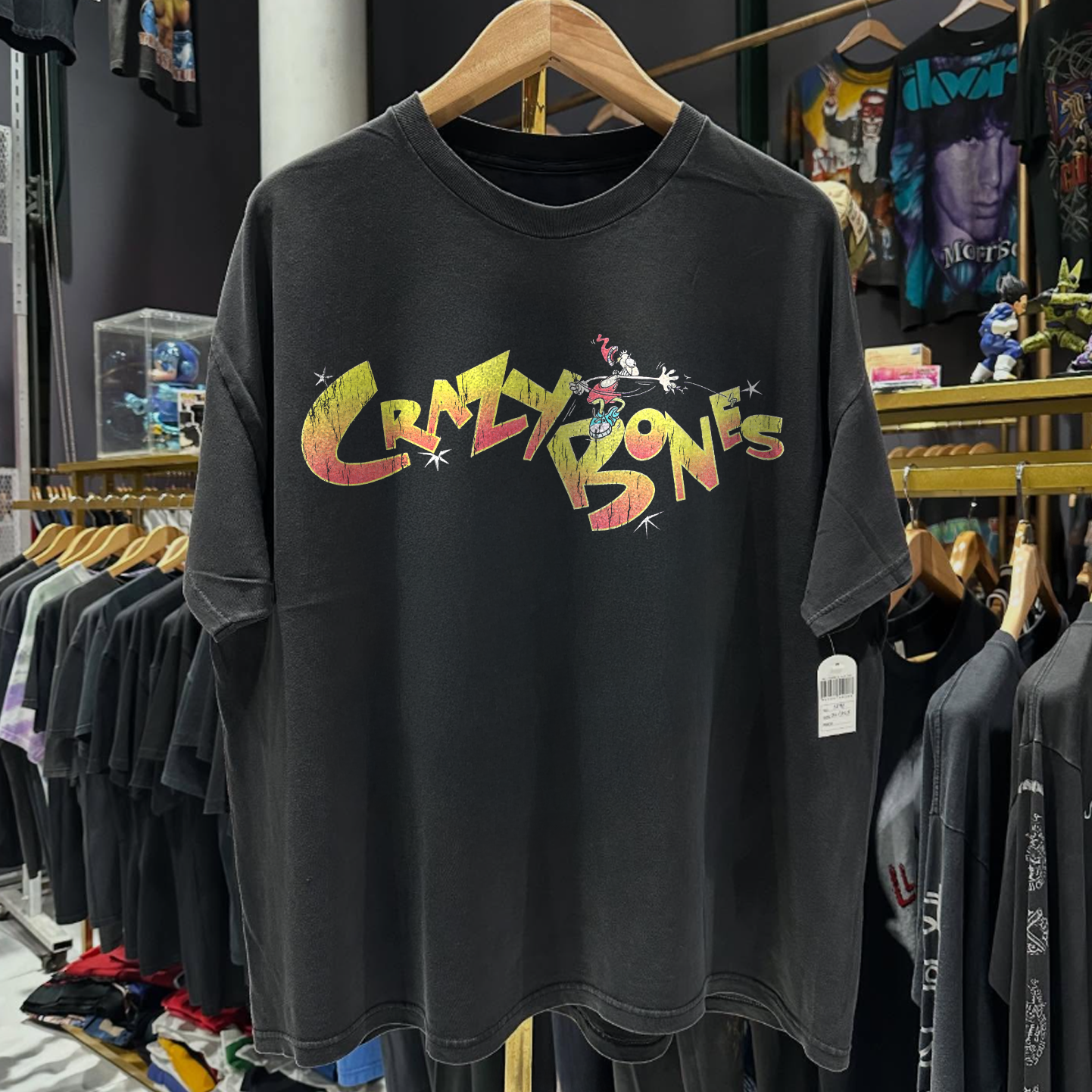 90s CRAZY B0NES PROMO RARE WASHED BLACK T-SHIRT