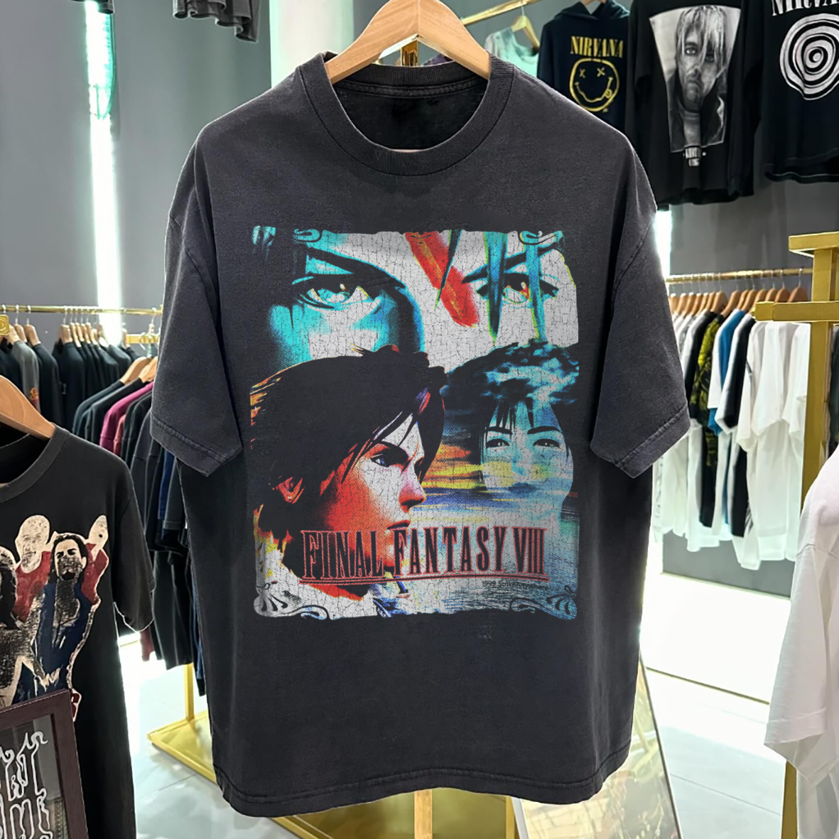FINAL FANTACY 8 '1999 RARE PROMO VINTAGE WASHED BLACK T-SHIRT