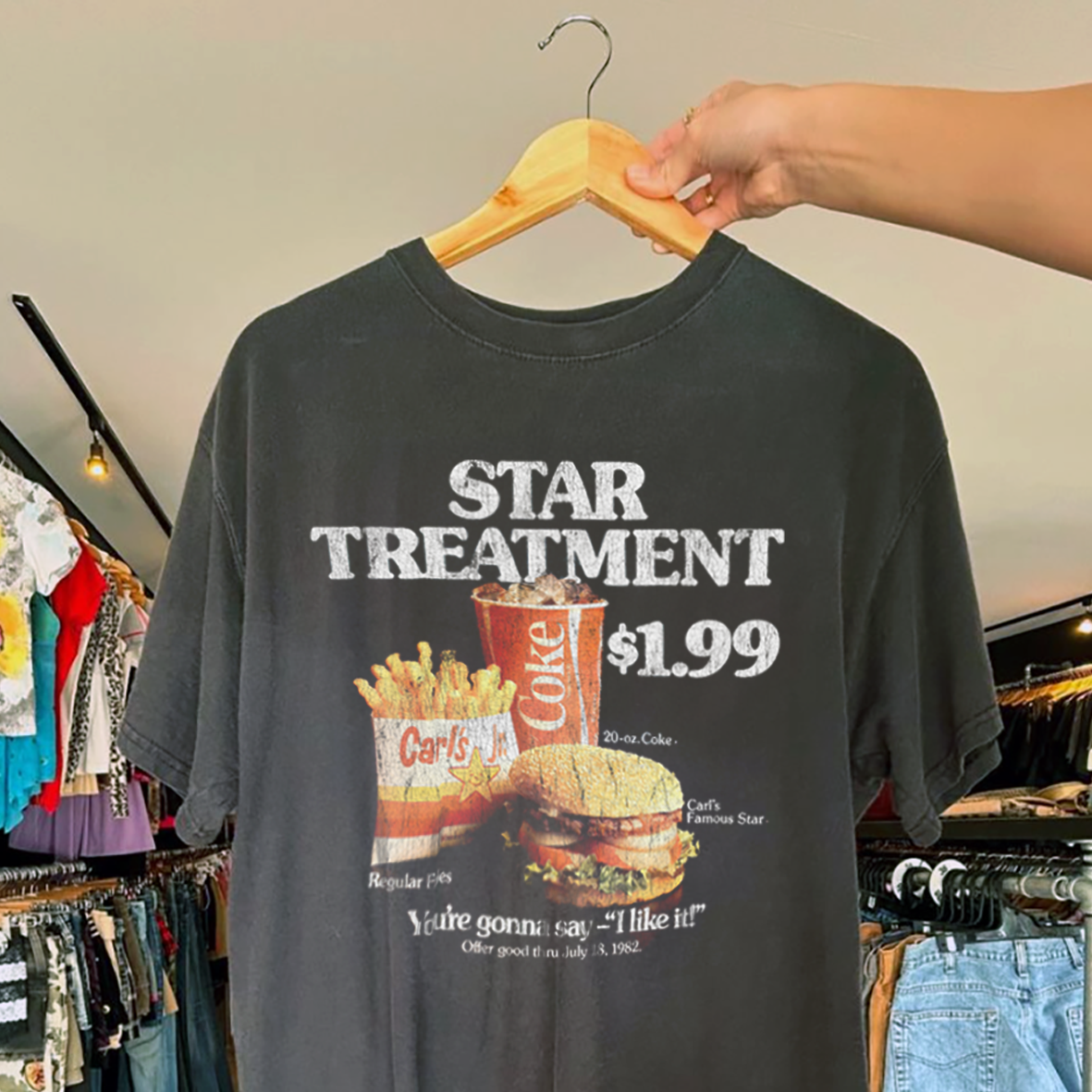90's CARL'S JR PROMO VINTAGE WASHED BLACK T-SHIRT