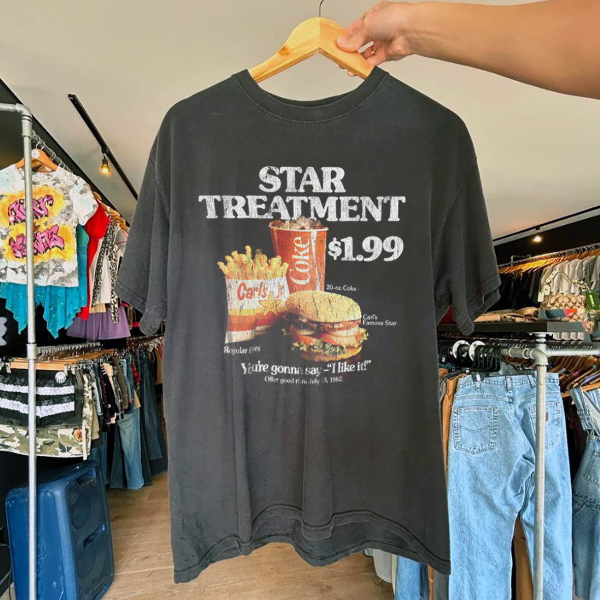 90's CARL'S JR PROMO VINTAGE WASHED BLACK T-SHIRT