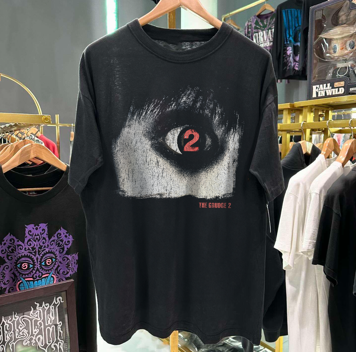 THE GRUDGE 2 PROMO VINTAGE WASHED BLACK T-SHIRT