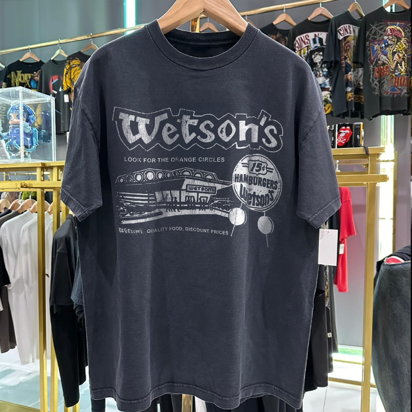 WETSON'S HAMBURGERS' RARE WASHED BLACK T-SHIRT