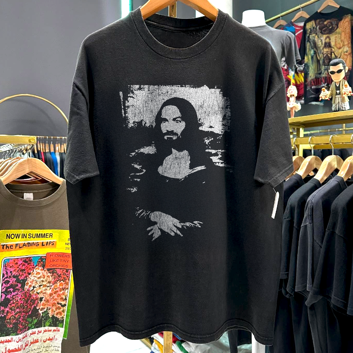 90s SMILE LIKE A CULT LEADER 'MONA MANSON' RARE WASHED BLACK T-SHIRT