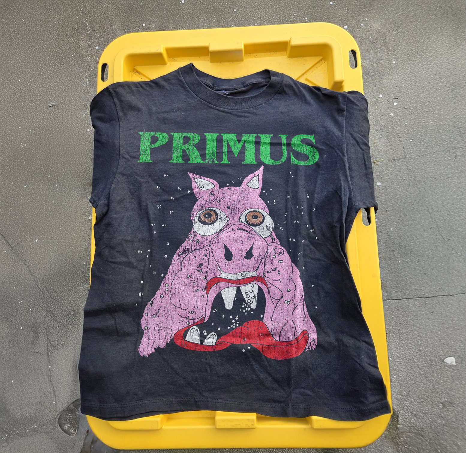90s PRIMUS 'PORK SODA' RARE WASHED BLACK T-SHIRT