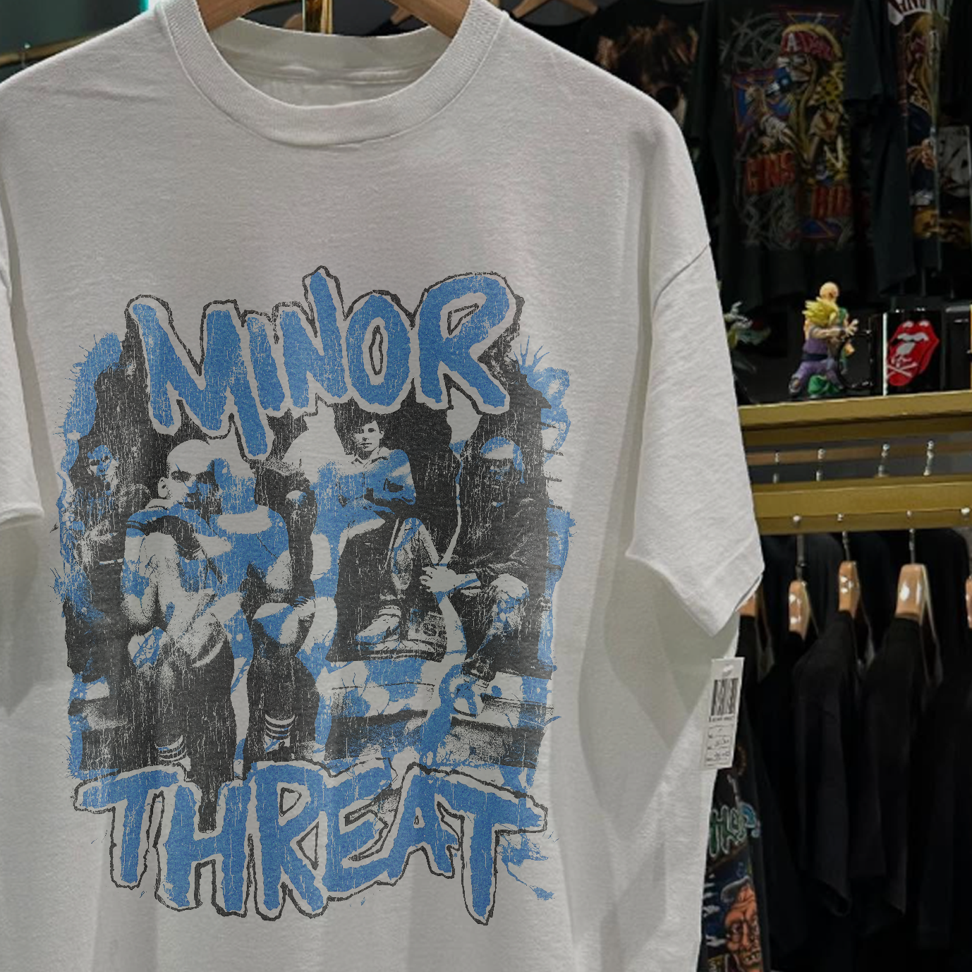 2002 MINOR THREAT 'A**HOLE DUB' RARE WASHED WHITE T-SHIRT