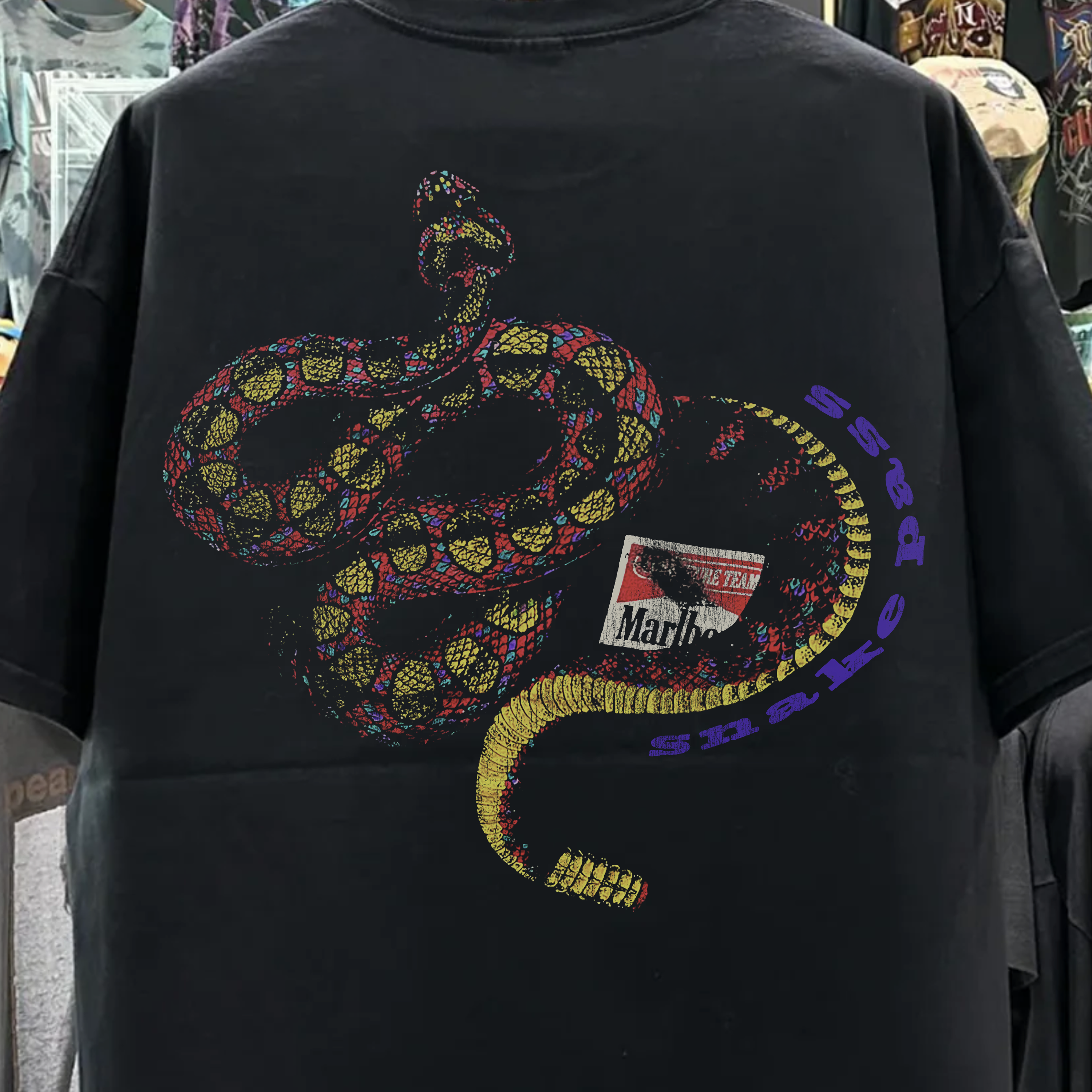 90S MALB0R0 SNAKE PASS WASHED BLACK TEE
