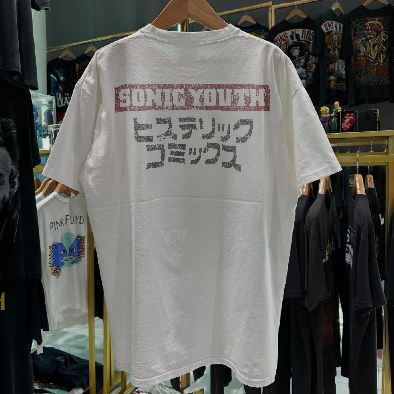 1992 SONIC YOUTH 'COMIC SPACEMAN' RARE WASHED WHITE T-SHIRT
