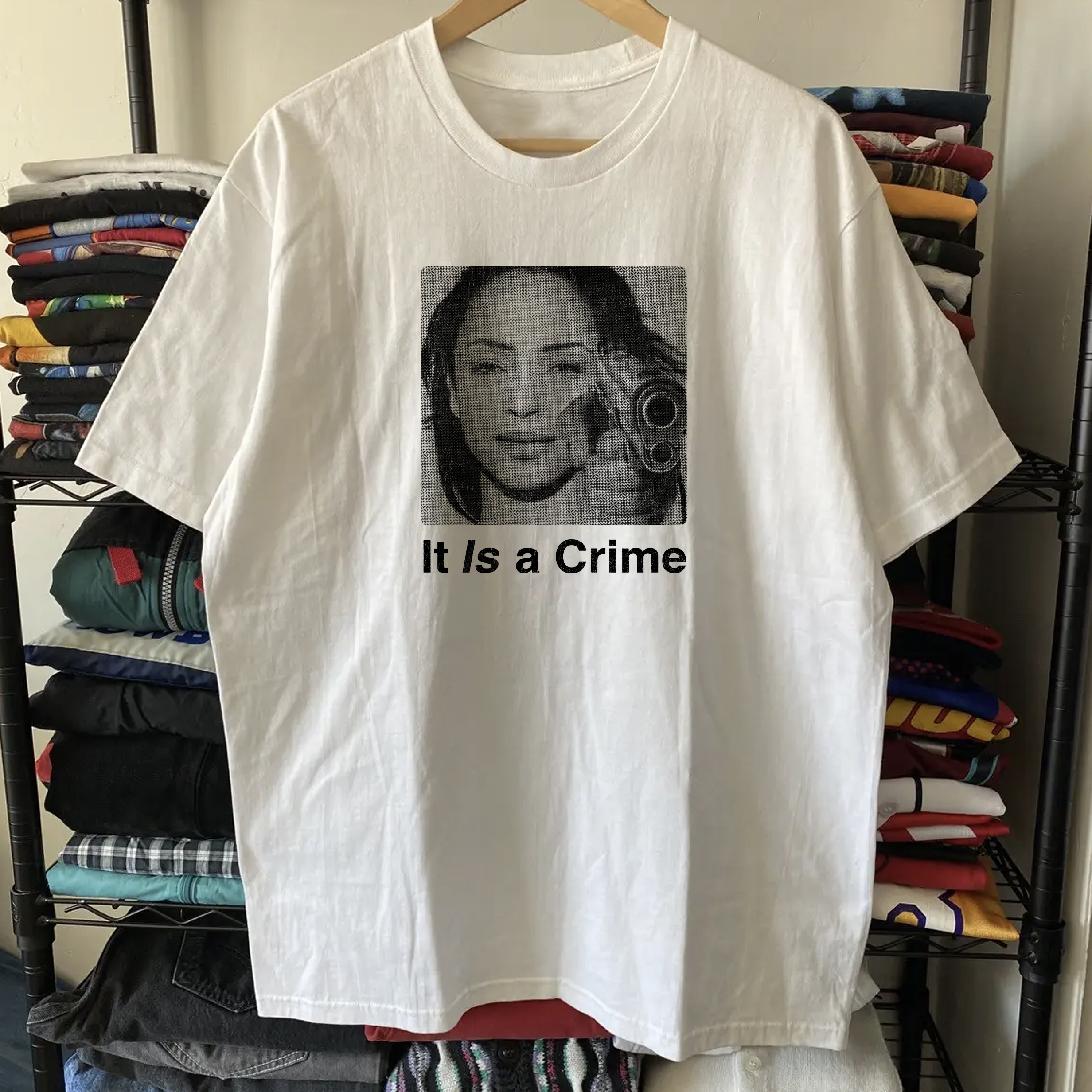 90s Sade Parody It Is a Crime Washed White Tee
