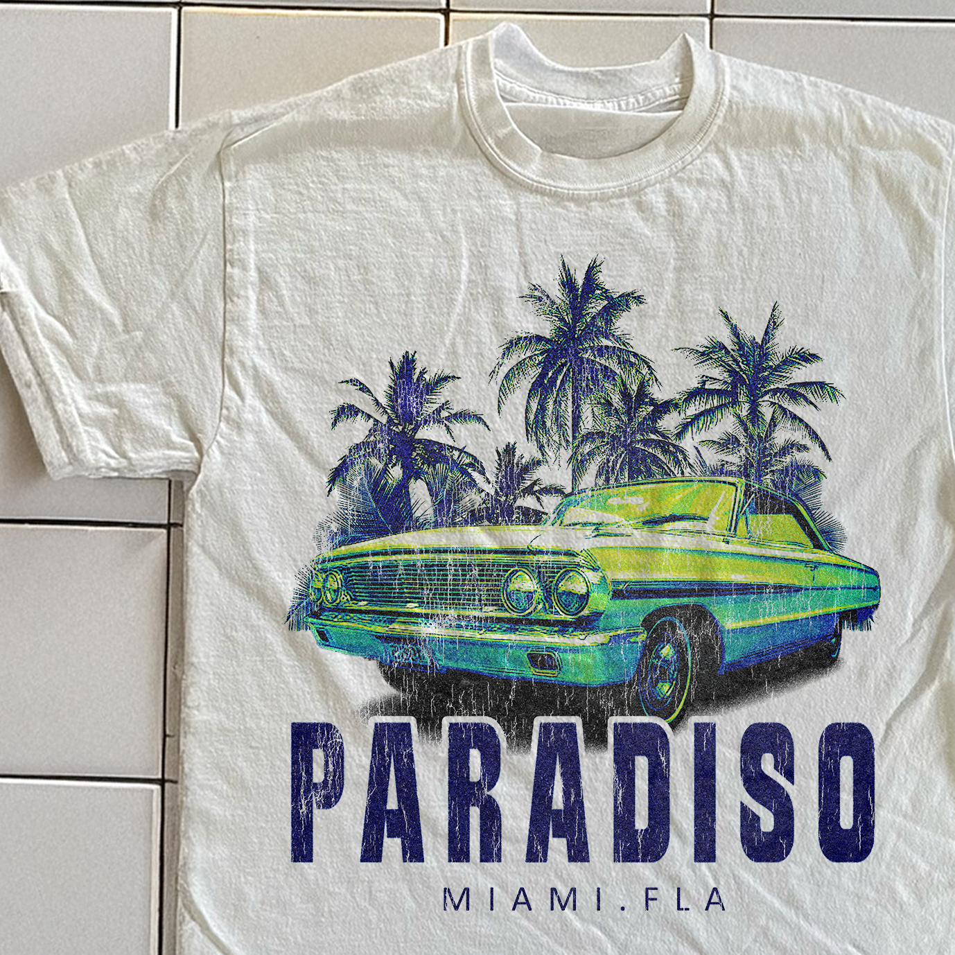 HOTEL PARADISO MIAMI 2000s RARE WASHED WHITE T-SHIRT