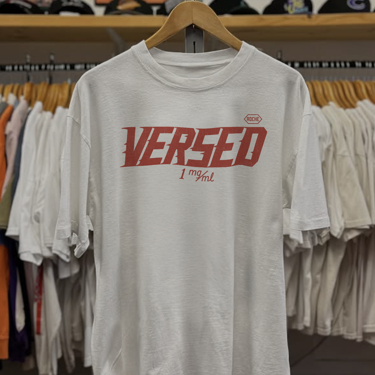 Versed Pharmaceutical Wordmark Washed White Tee