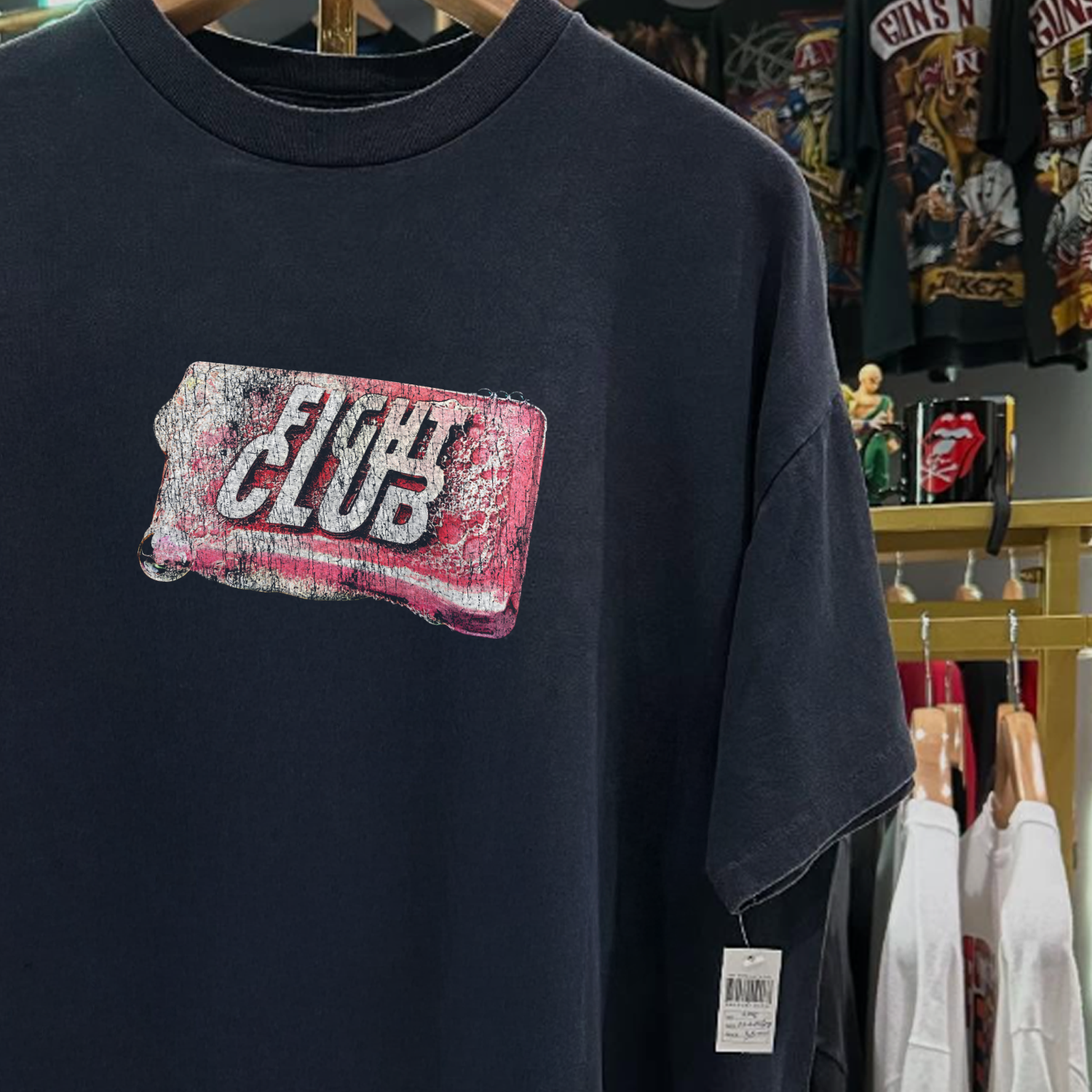1999 SOAP & VIOLENCE FIGHTCLUB PROMO RARE WASHED BLACK T-SHIRT