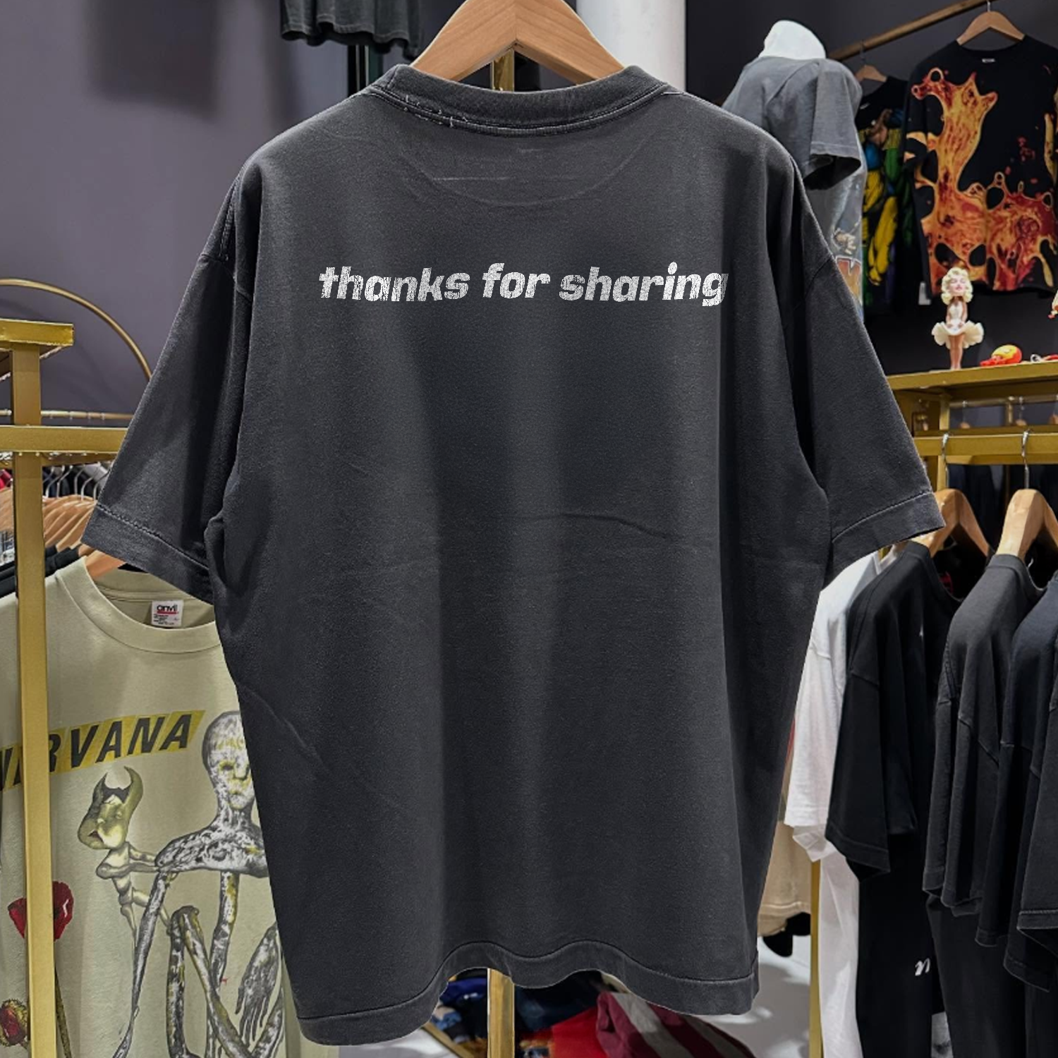 1999 NAPSTER 'THANKS FOR SHARING' RARE WASHED BLACK T-SHIRT