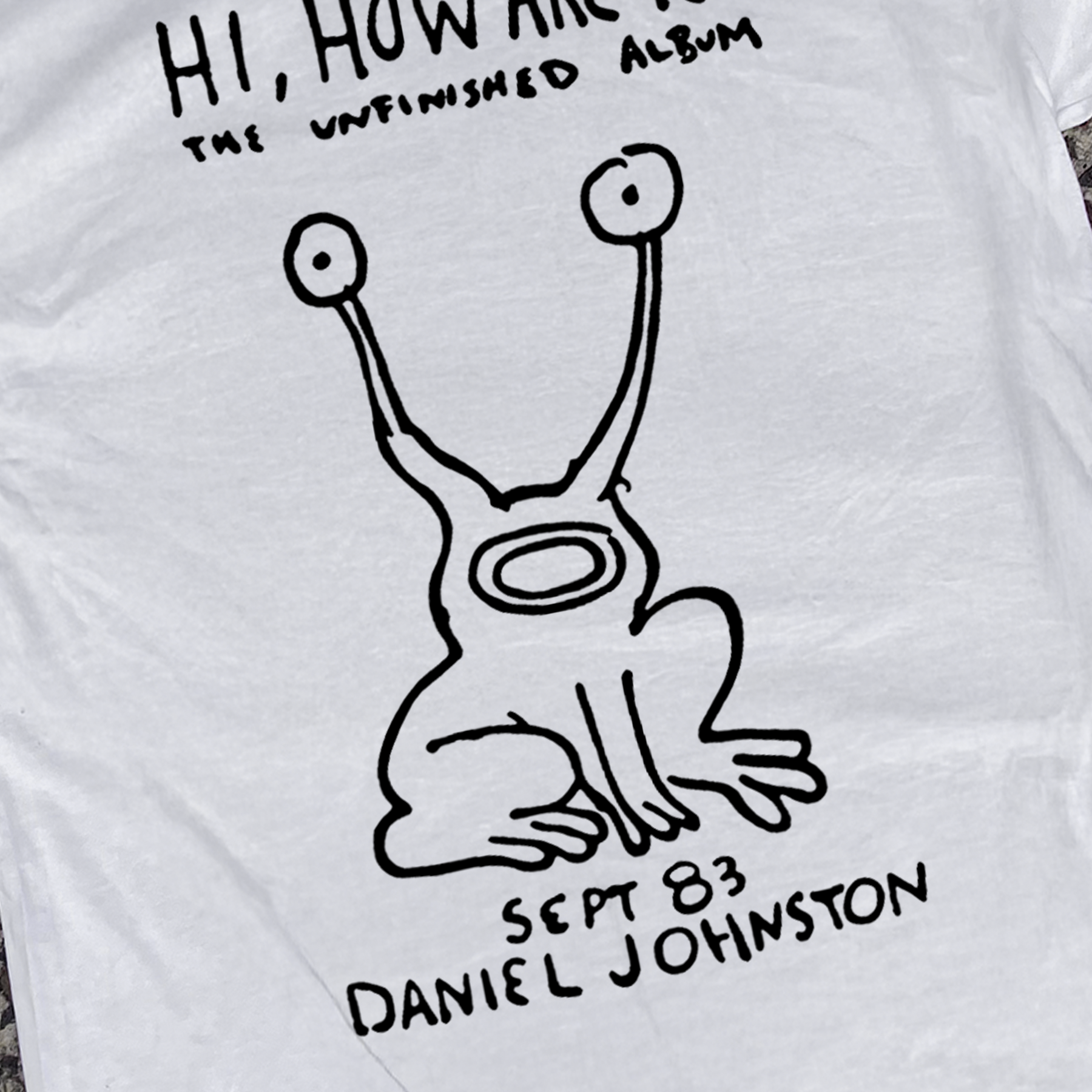 DANIEL JOHNSTON 'HI, HOW ARE YOU?' VINTAGE WHITE T-SHIRT