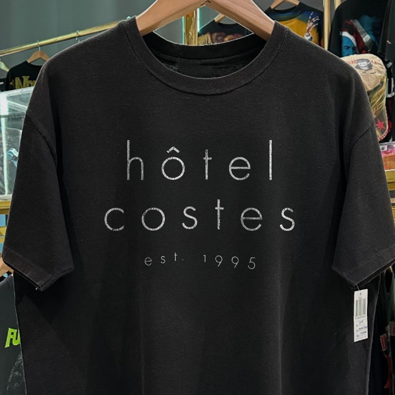 Y2K HOTEL COSTES PARIS RARE WASHED BLACK T-SHIRT